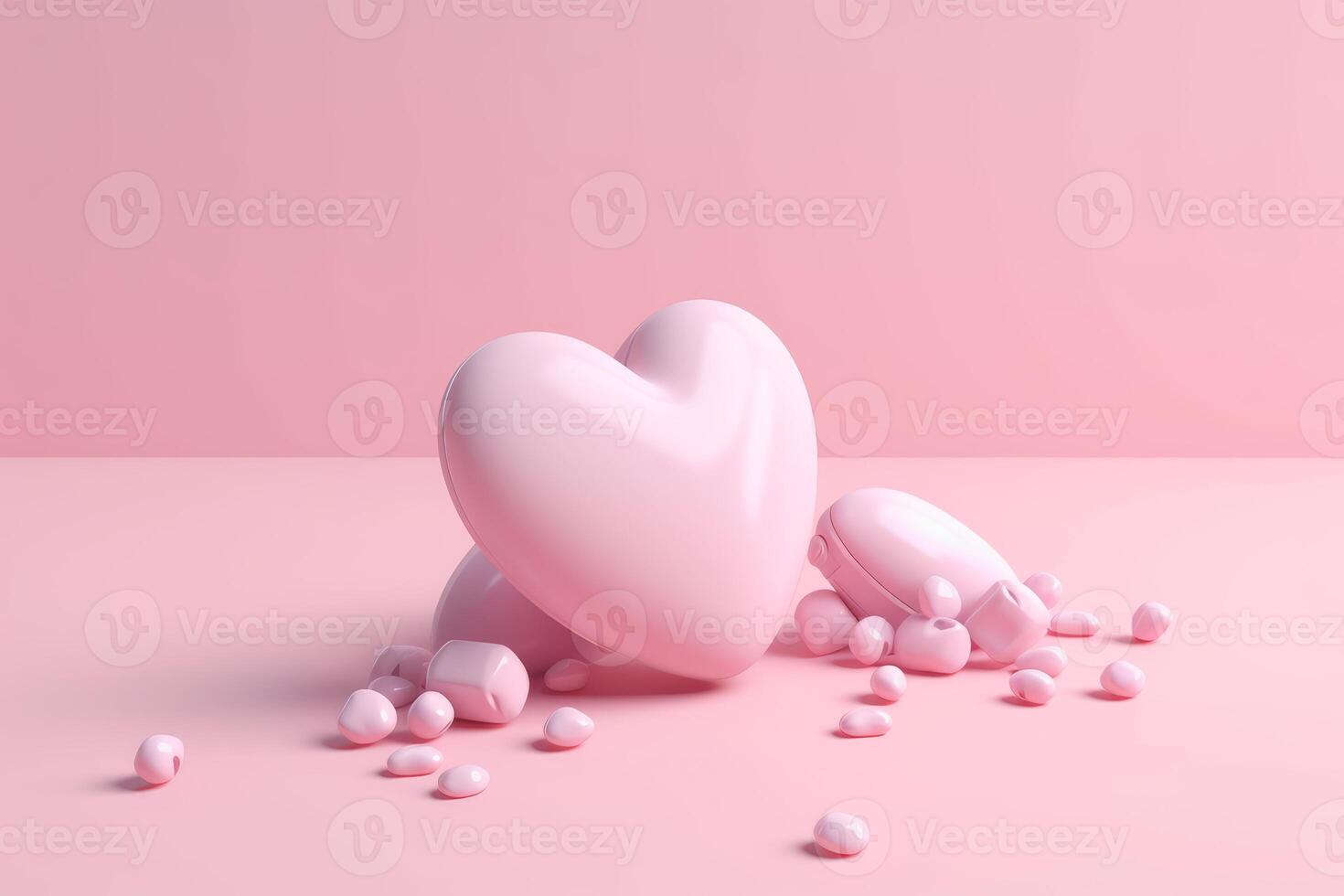 3d hacer ilustración de linda sencillo rosado corazón generativo ai foto
