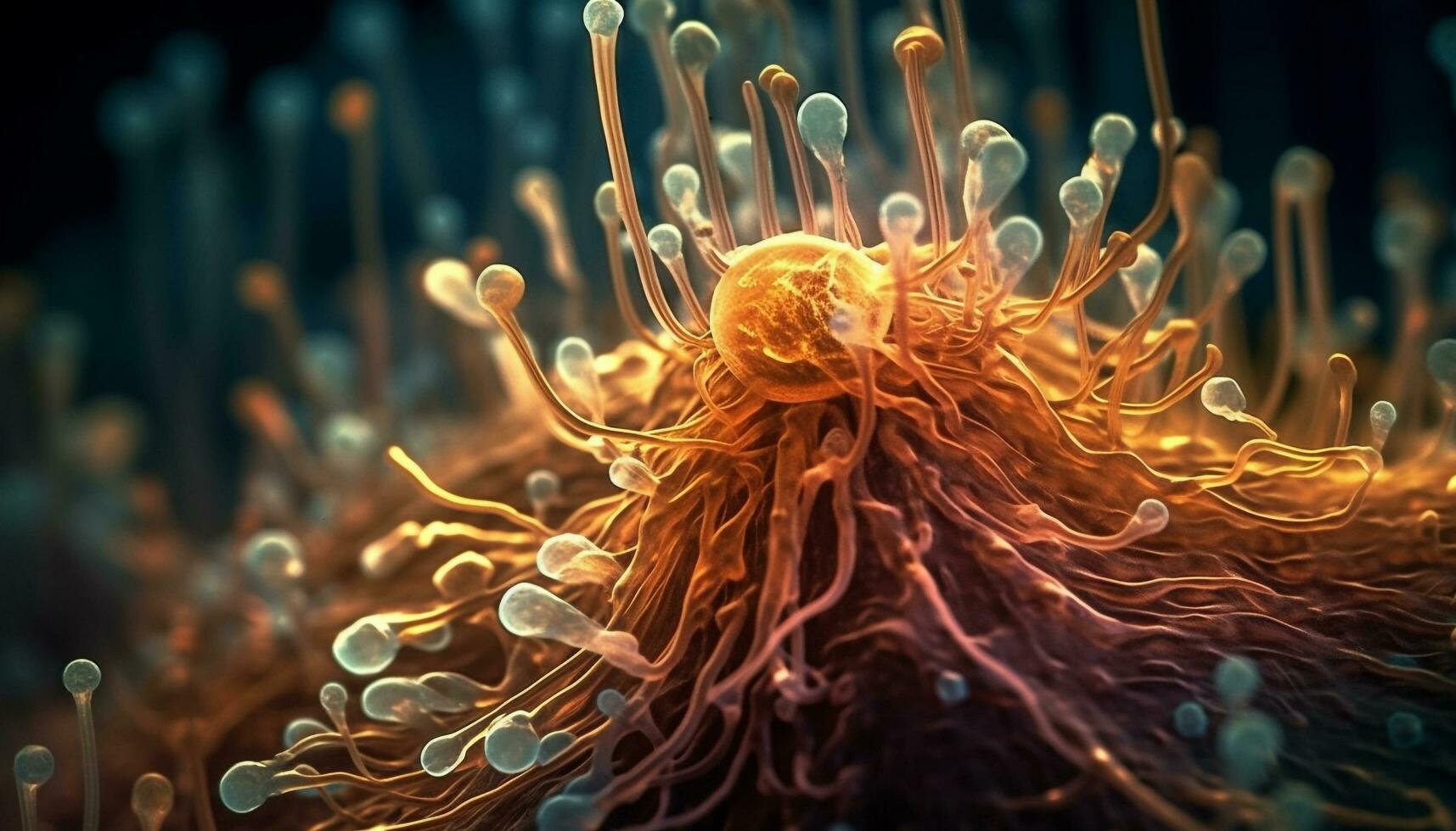 resumen bacteria crece en cáncer célula en agua generado por ai foto