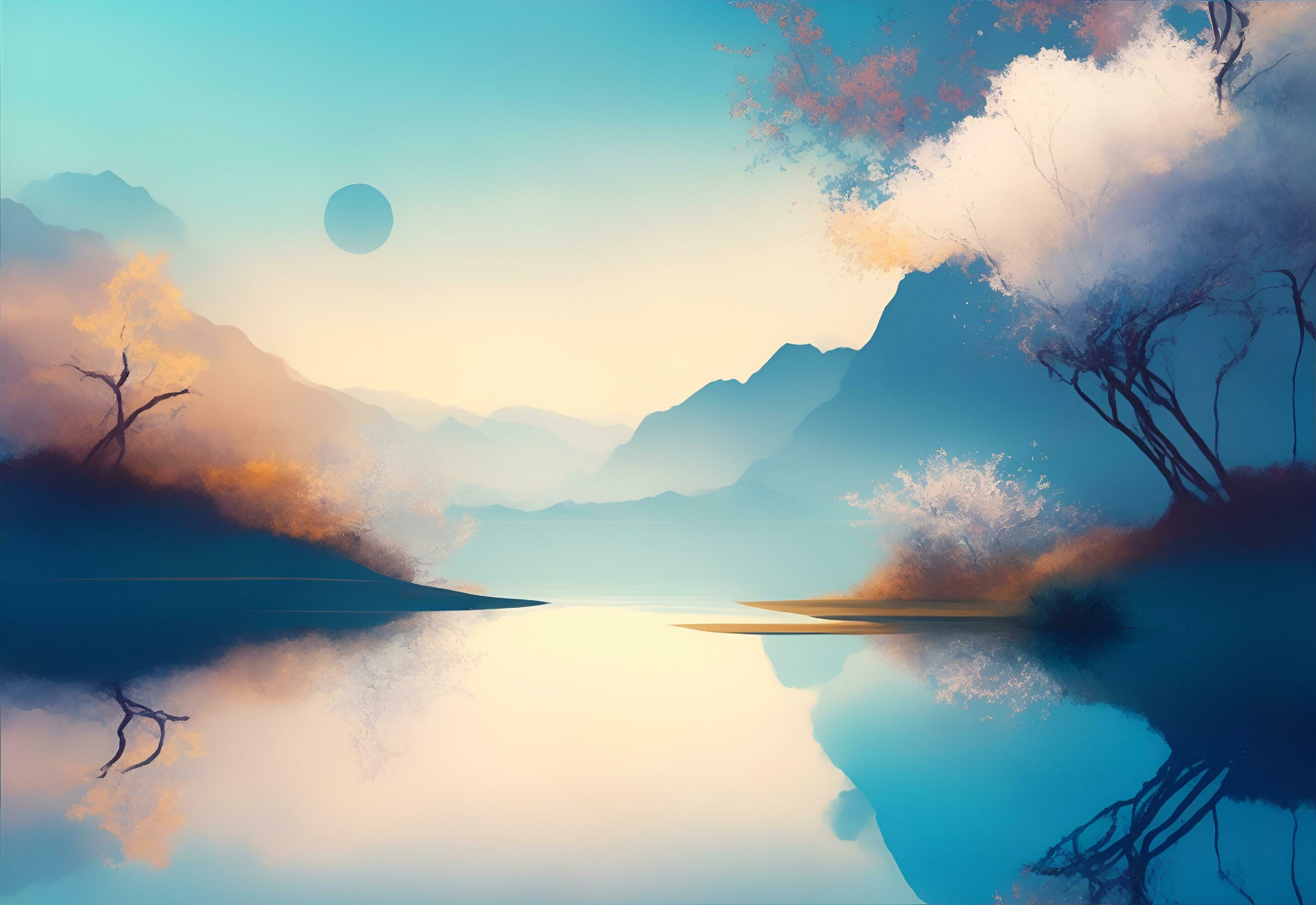 Serenity in Color: Minimalist 4K Landscape Wallpaper - Free