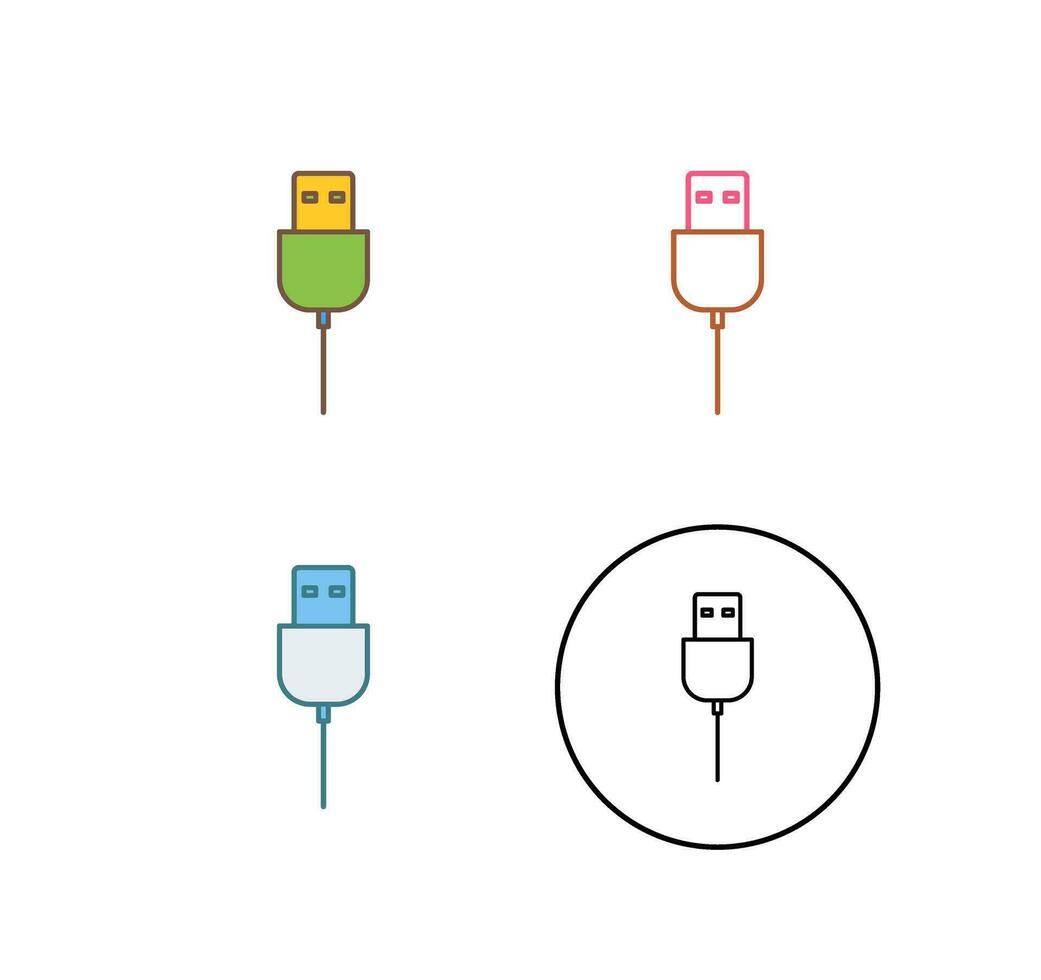 icono de vector de cable usb único