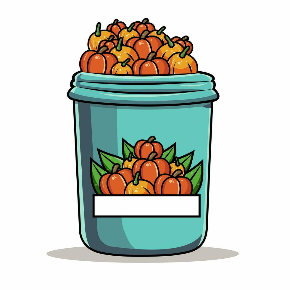 Full of Capsicum or Pumpkin Jar Element. vector