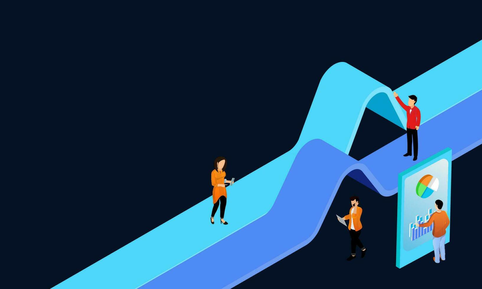 Miniature Business People Using Smartphone with Maintain Data and Space for Message. vector