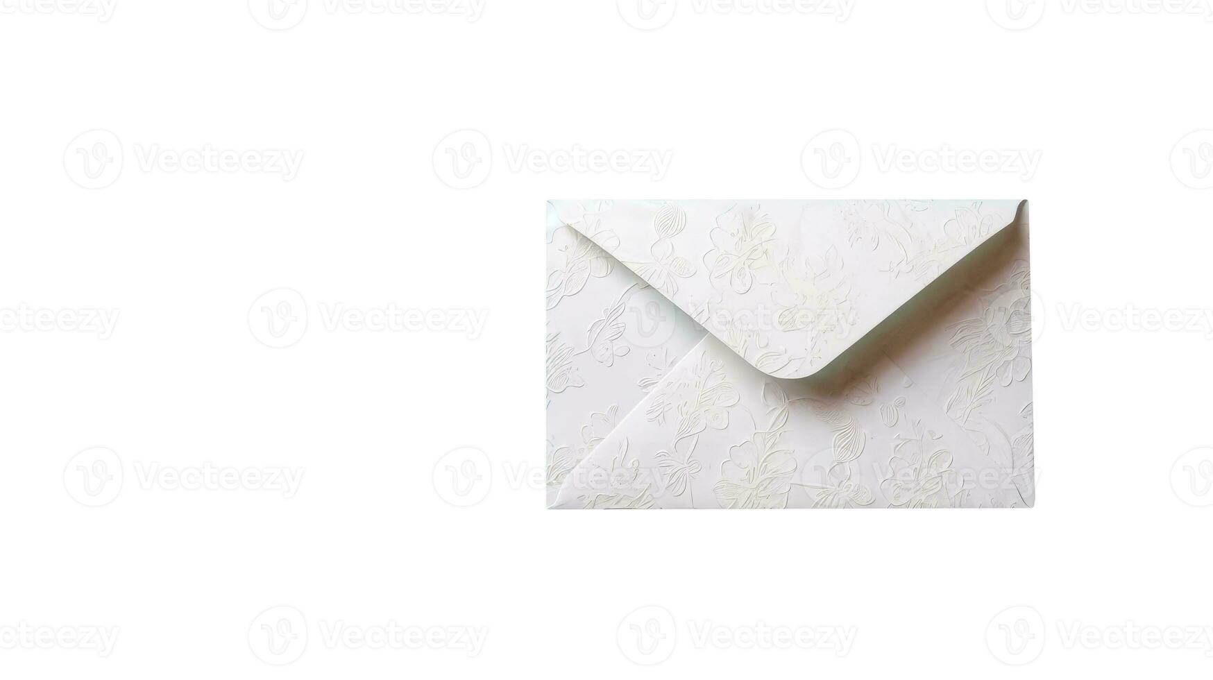 Realistic Silver Embossed Floral Envelope Element. photo