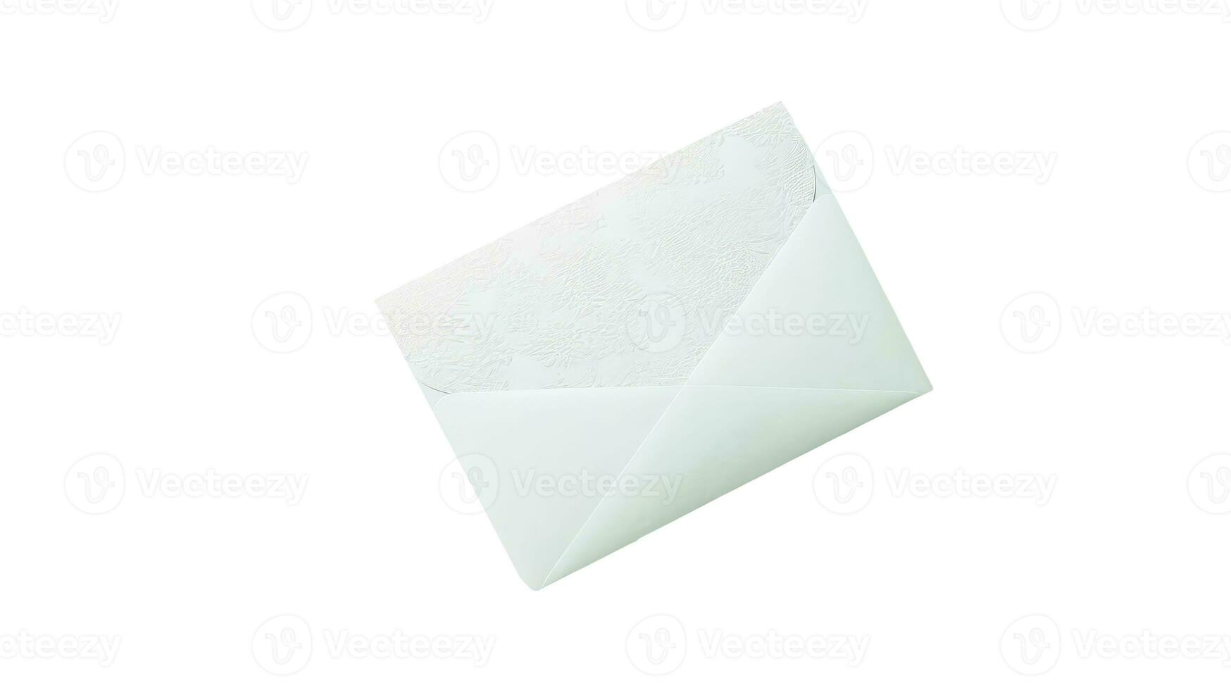 Top View of Embossed Floral Envelope Element in Pastel Blue Color. photo