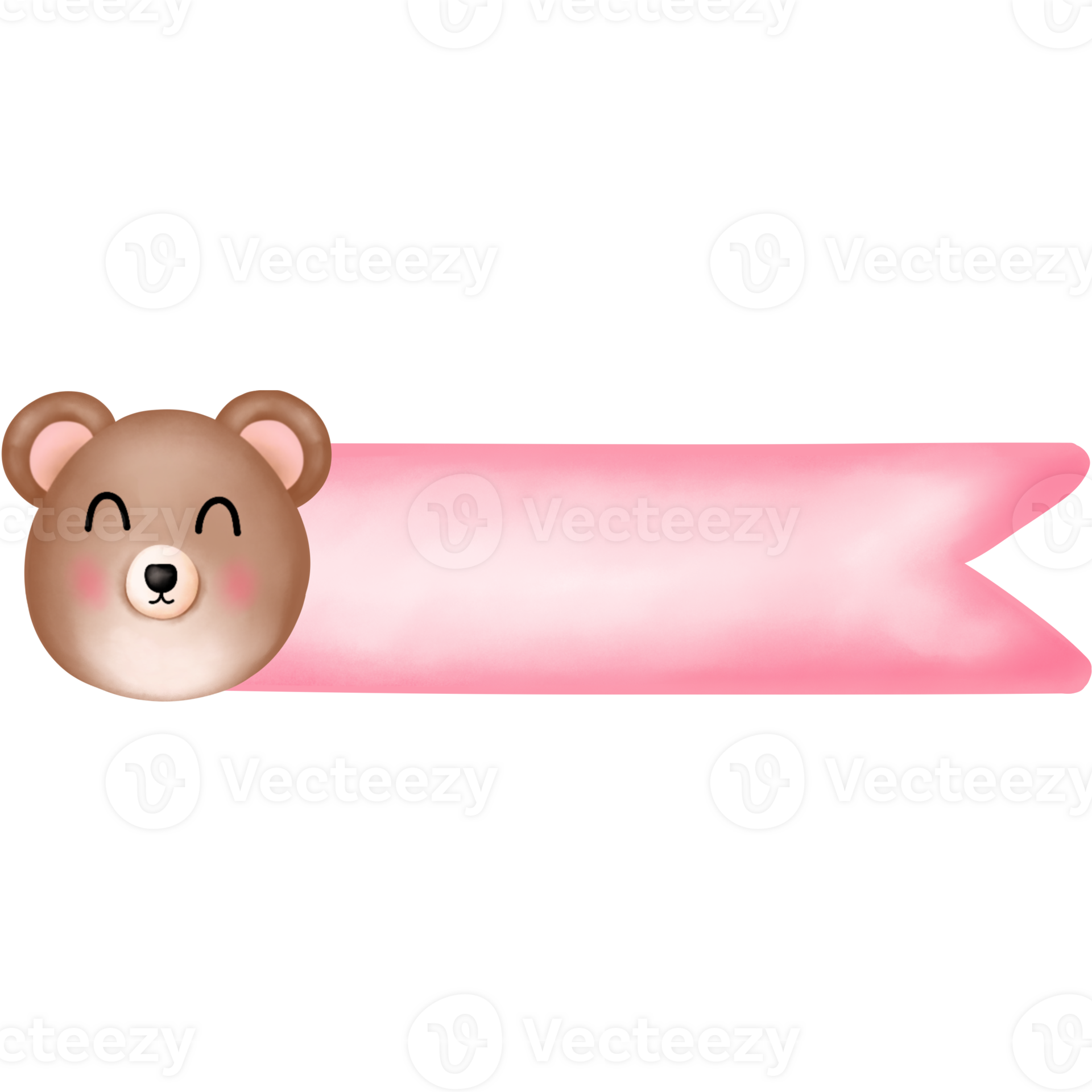 Cute pink notepad with baby teddy bear clipart. Watercolor illustration