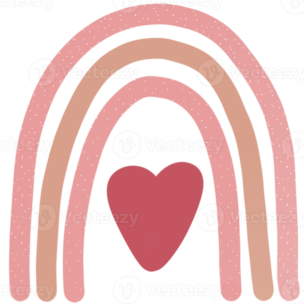 Pink boho rainbow illustration.Pink boho rainbow with heart. 25162671 PNG