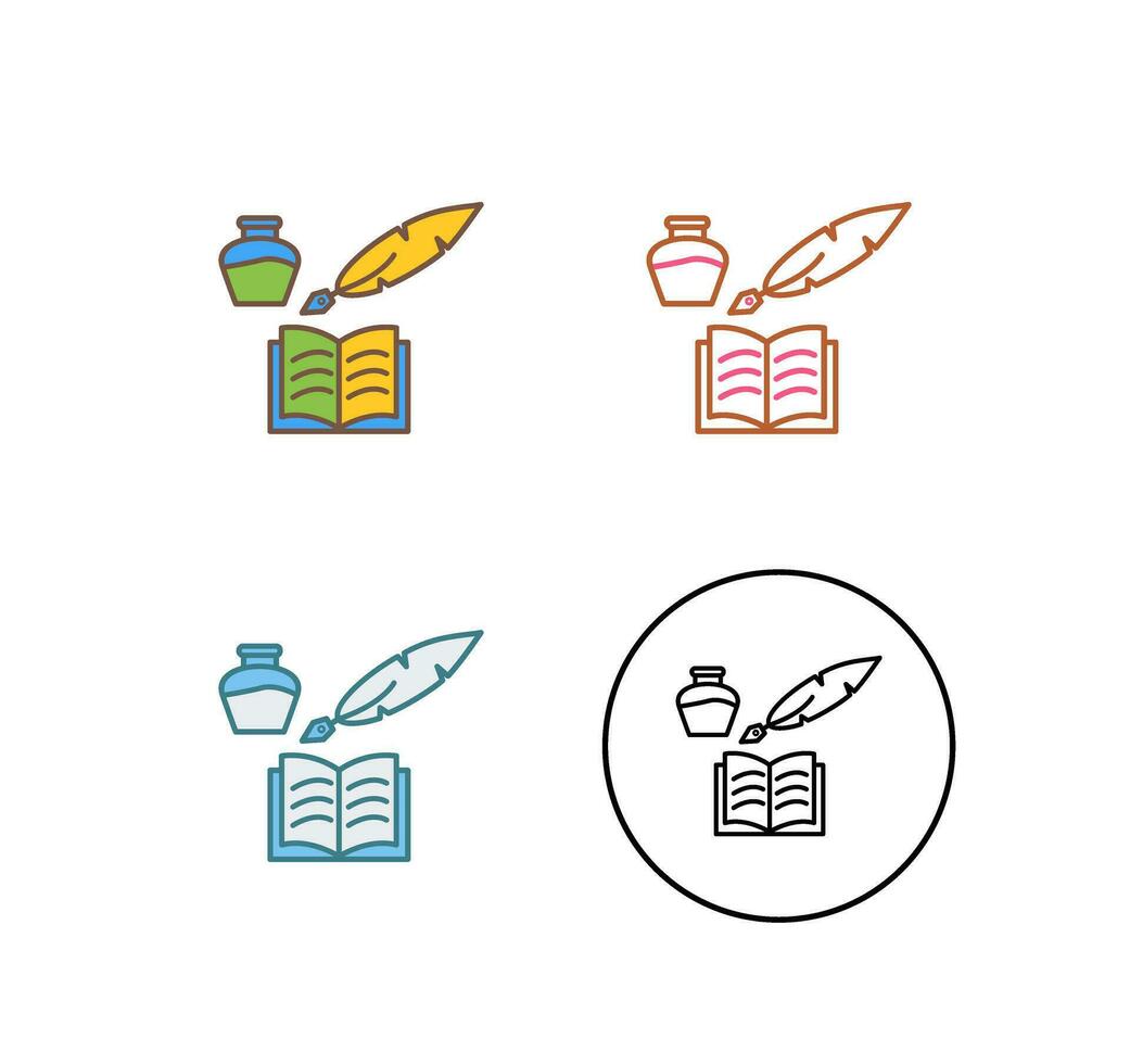 Unique Quill and Book Vector Icon