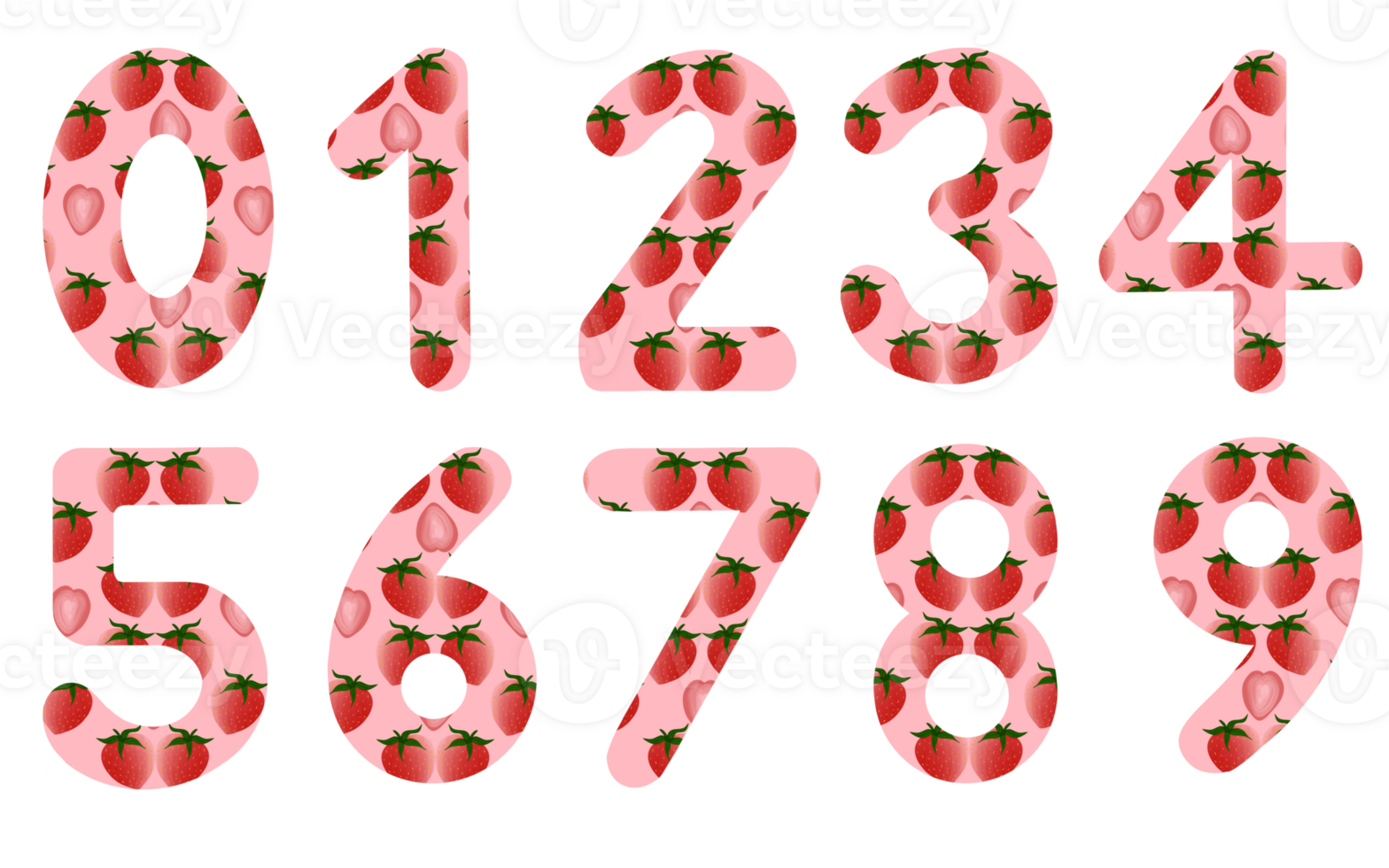 seamless pattern with strawberries, Number png