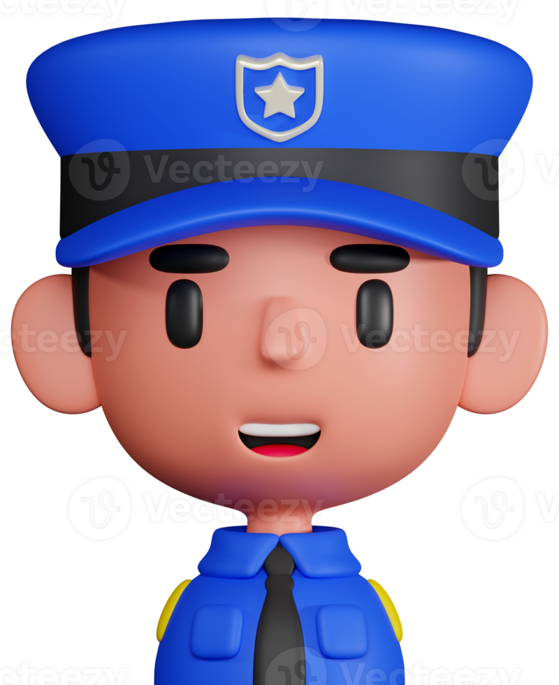 3D render male police character illustration. 3D policeman icon png