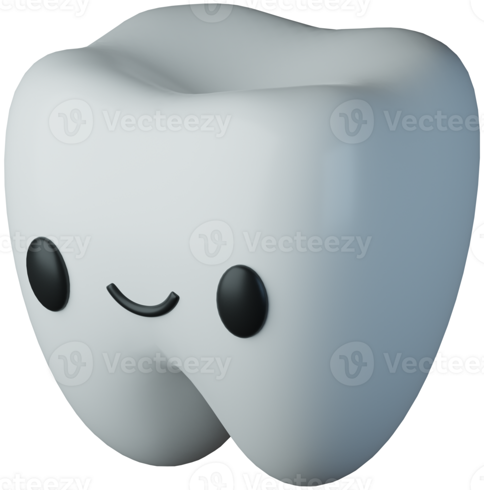 3d Renderização fofa feliz dente desenho animado personagem ilustração. dental ou oral tema conceito mascote png