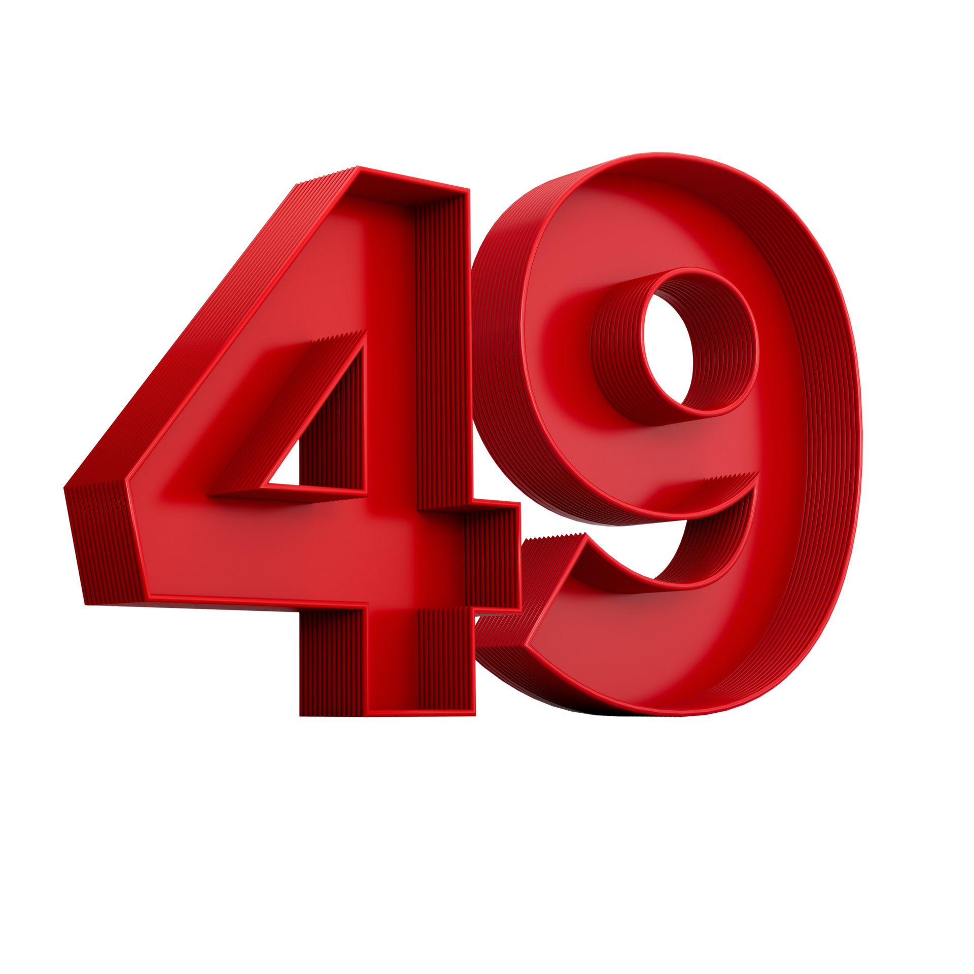 3d illustration of red number 49 or Forty Nine inner shadow 25163465 PNG