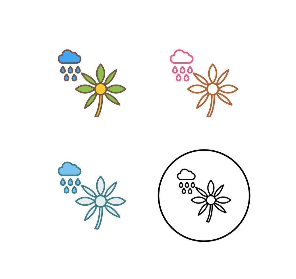 Flower with rain Vector Icon