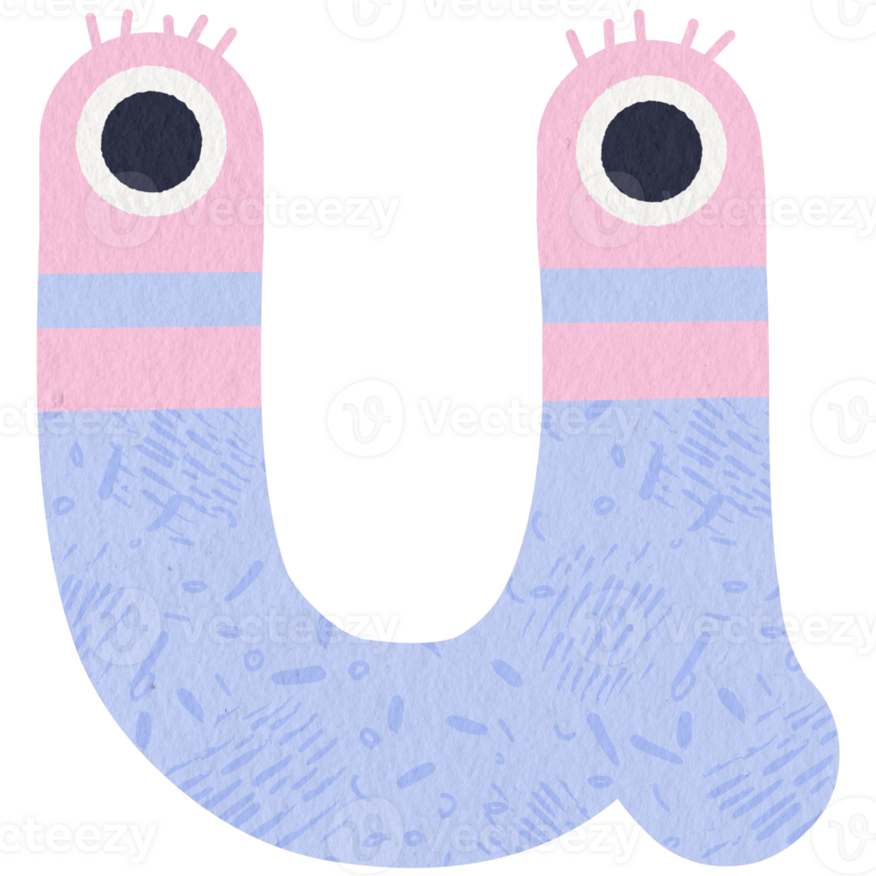 Monster lower case alphabet u png