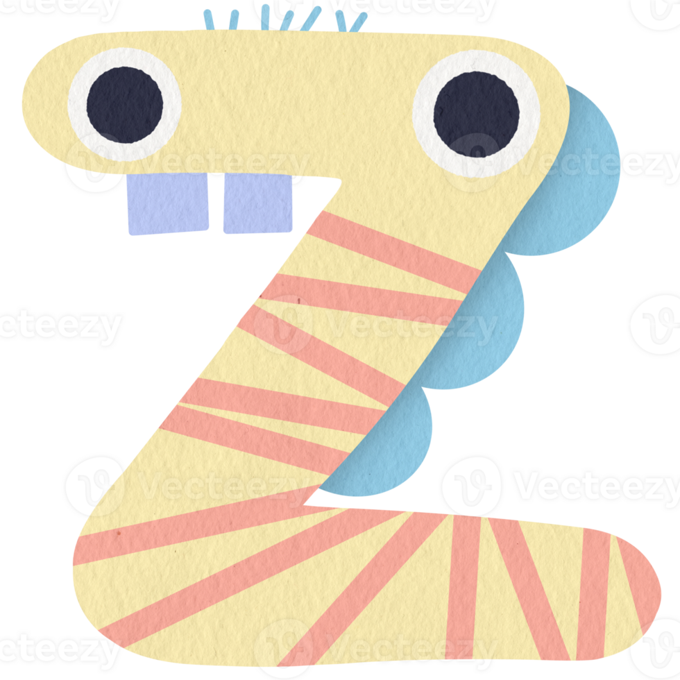 Monster lower case alphabet z png