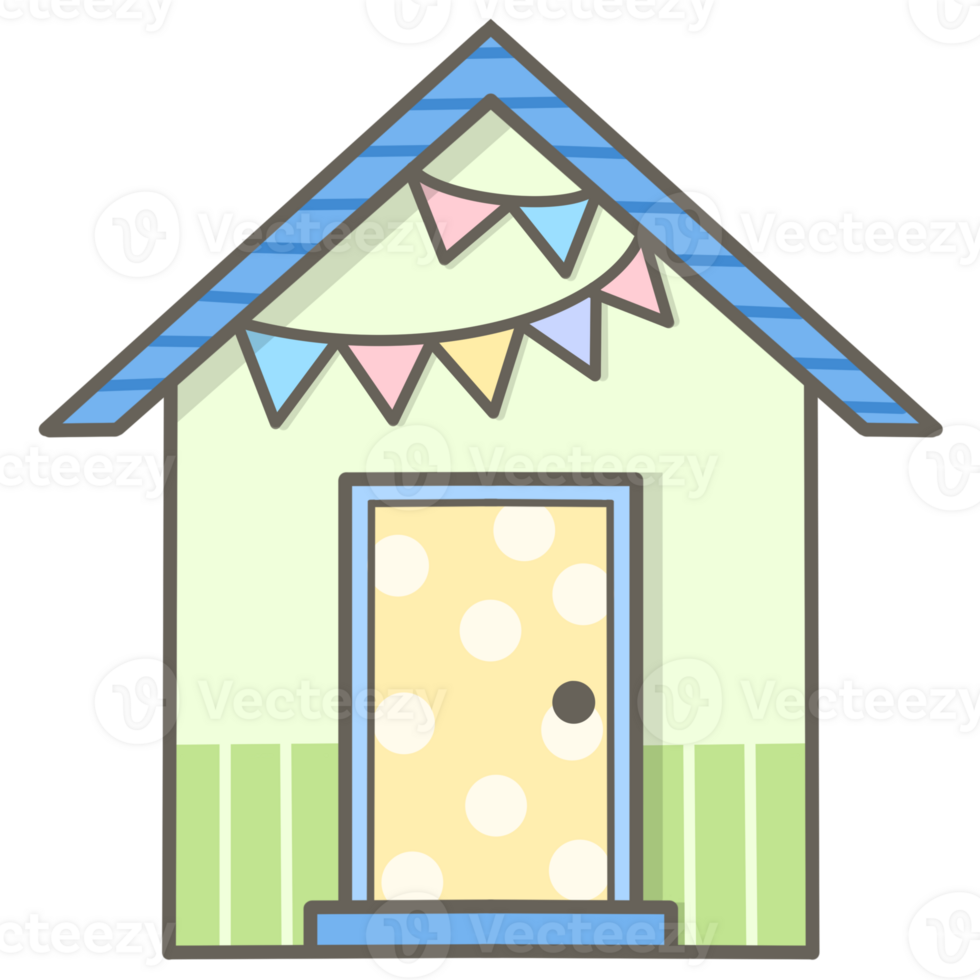 Cute colorful beach house png