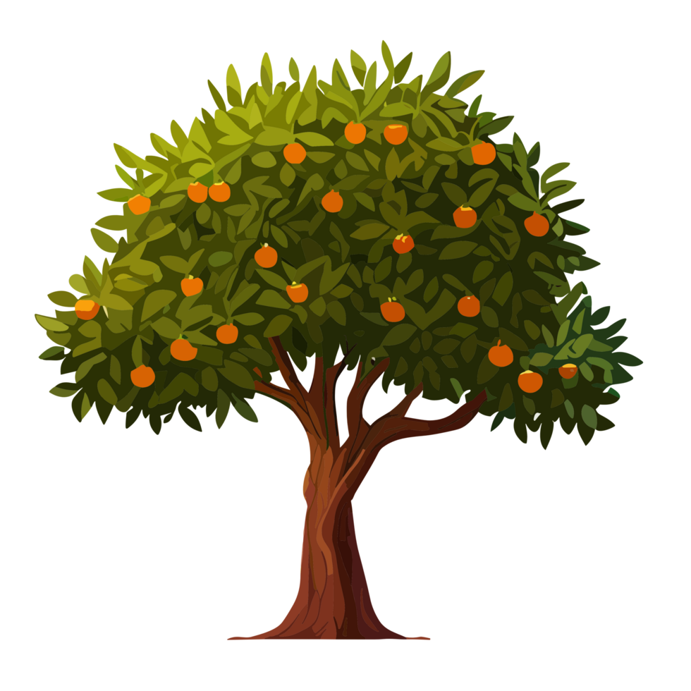 Orange Baum transparent Hintergrund, ai generativ png