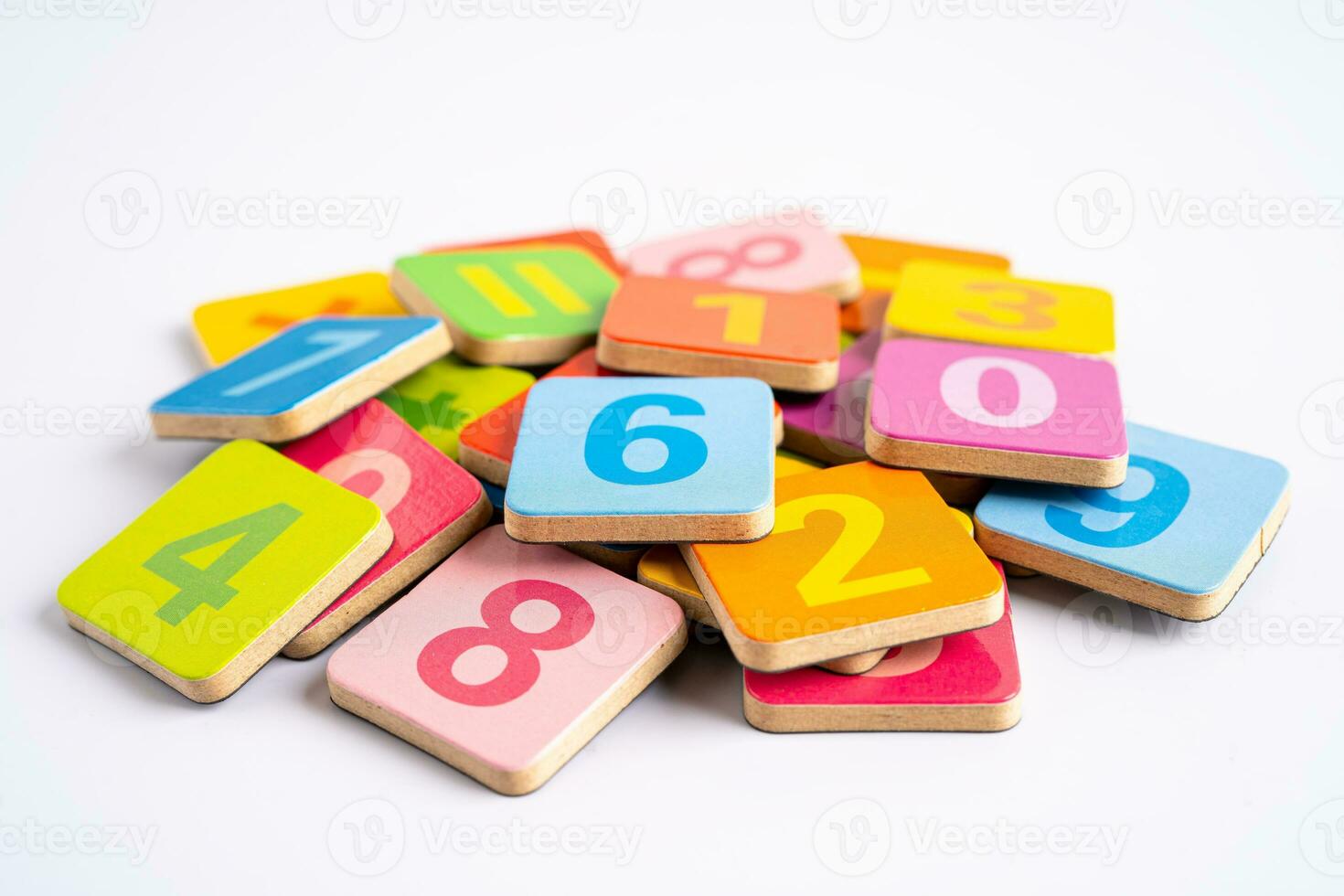 Math number colorful on white background, education study mathematics learning teach concept. photo