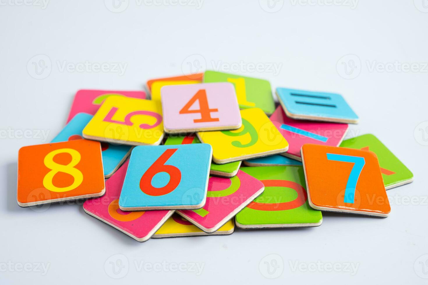 Math number colorful on white background, education study mathematics learning teach concept. photo