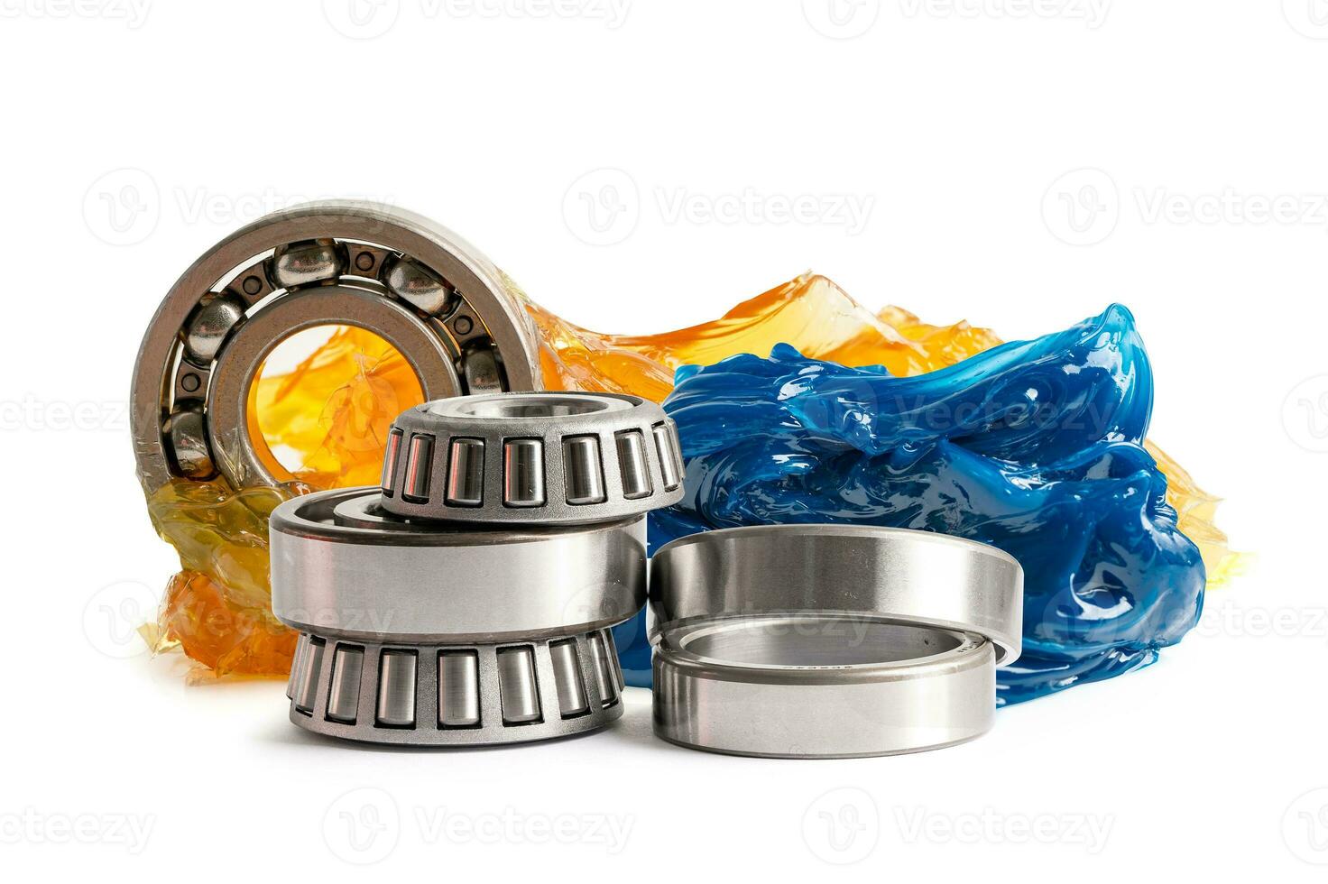 Ball bearing stainless with grease lithium machinery lubrication for automotive and industrial  isolated on white background. photo