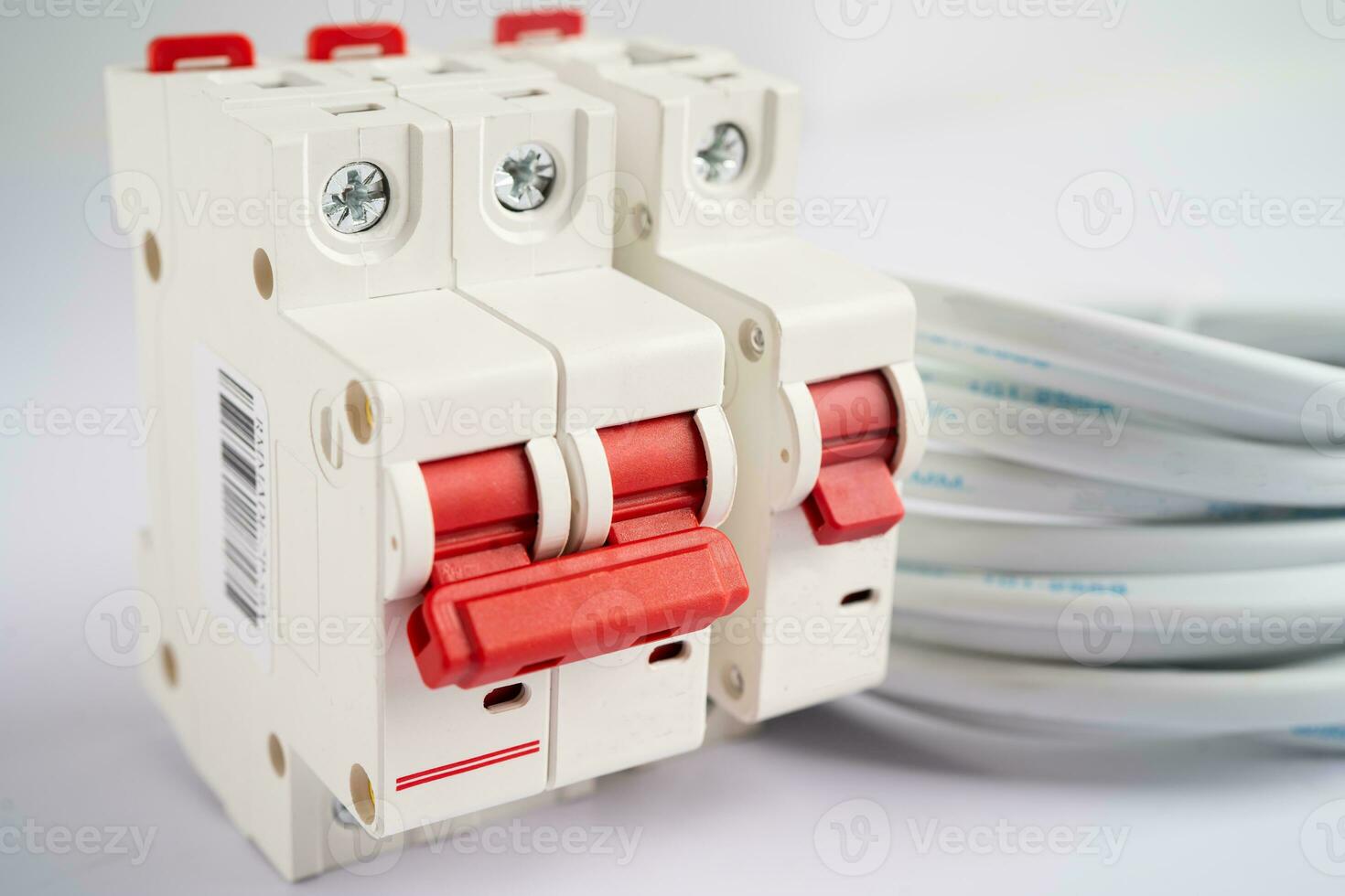 Automatic circuit breaker on white background, control and protect