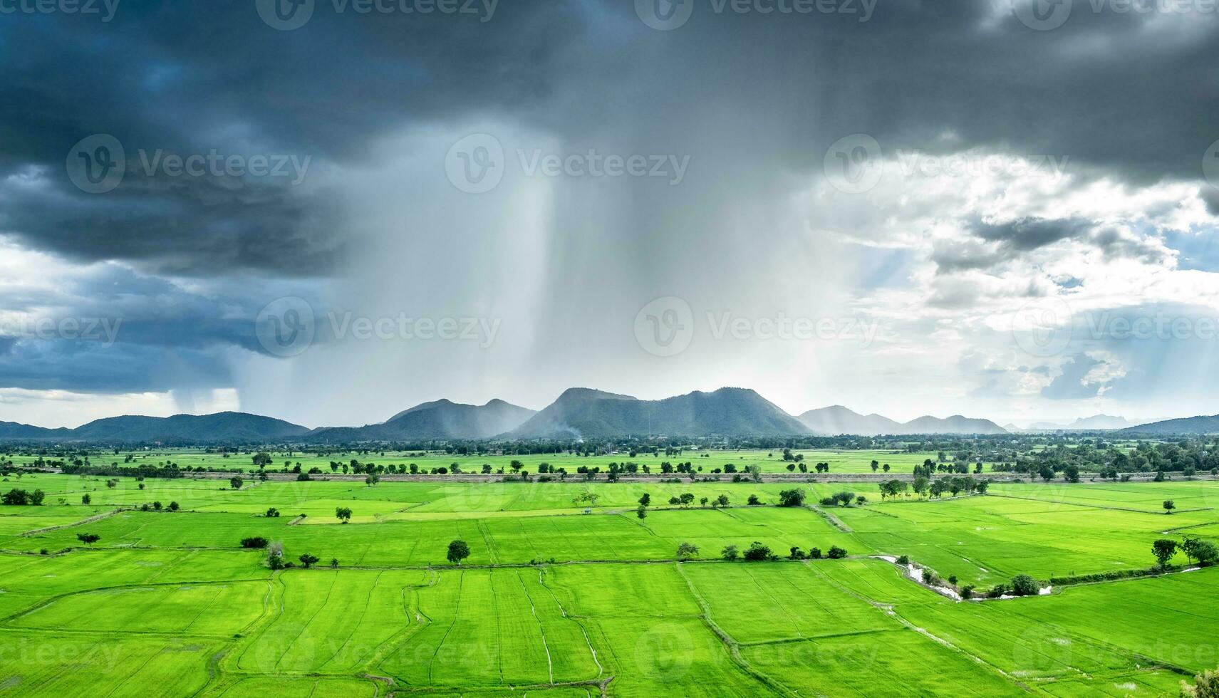 Landscape rain storm on mountain photo
