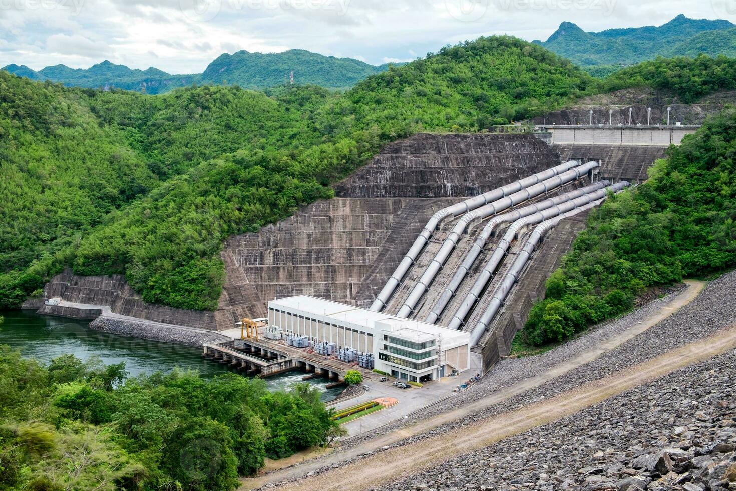 Dam srinakarin power plant on hill at kanchanaburi photo