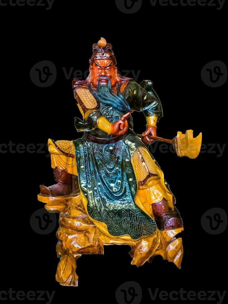 estatua kwnao guanyu rojo cara participación alabarda, Dios de China foto