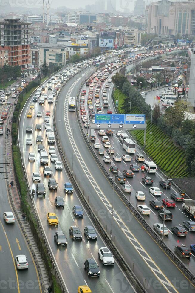 Turkey istanbul 12 january 2023, traffic in a high away in istanbul photo