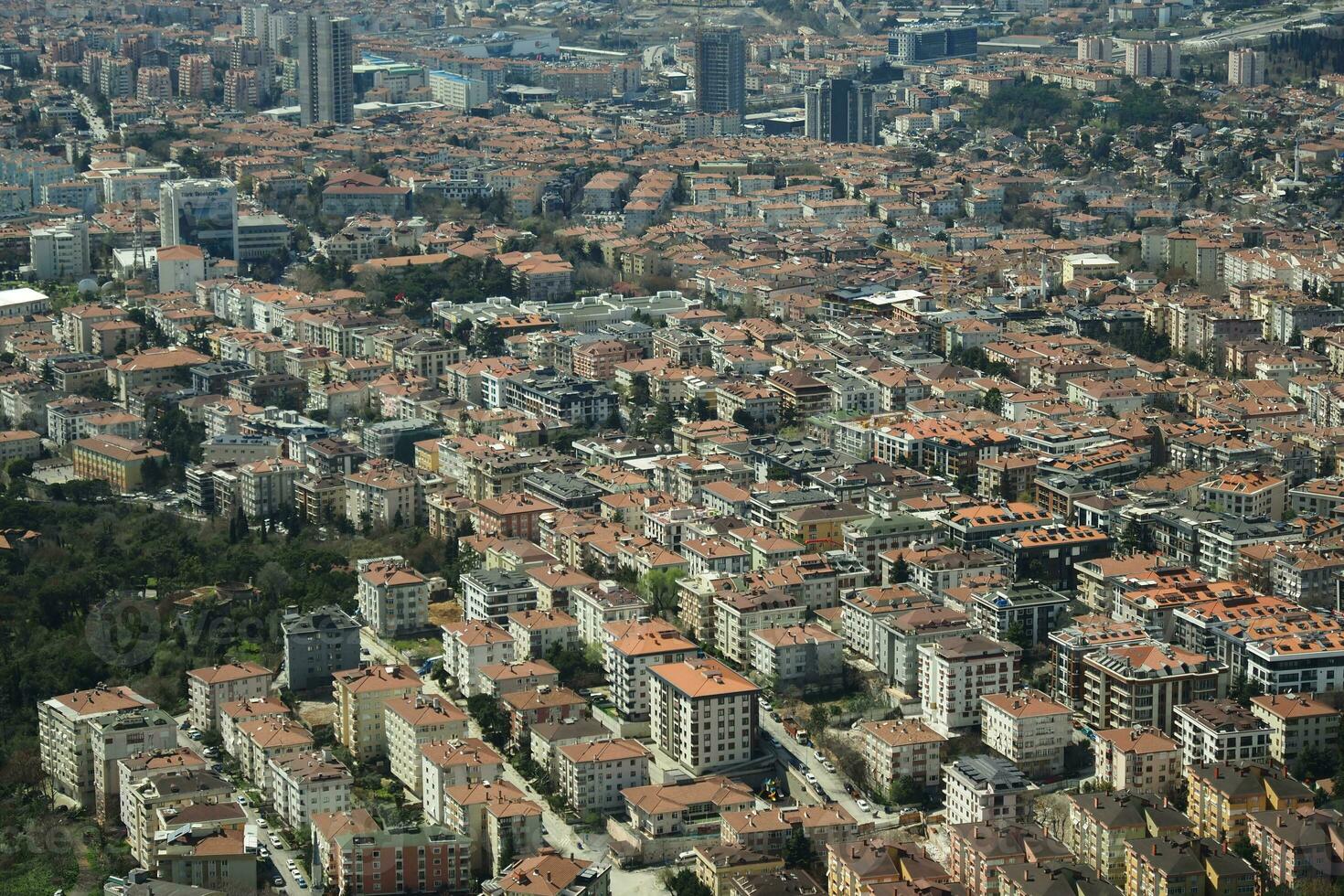 Arial View of Istanbul Asian Side Urban building blocks photo