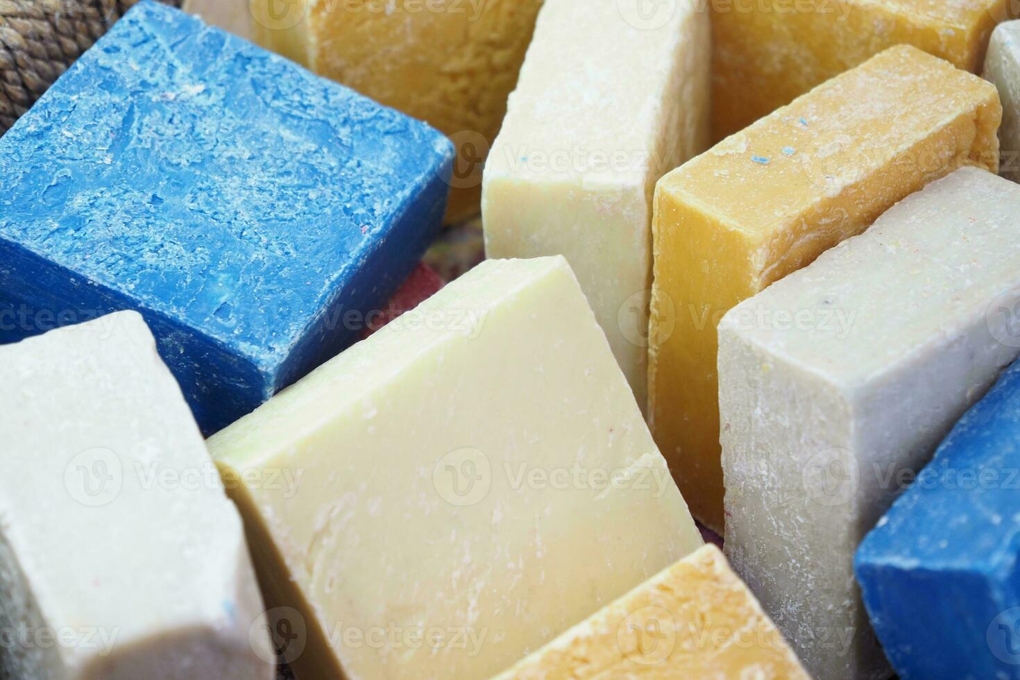 colorful natural soap bar on table photo