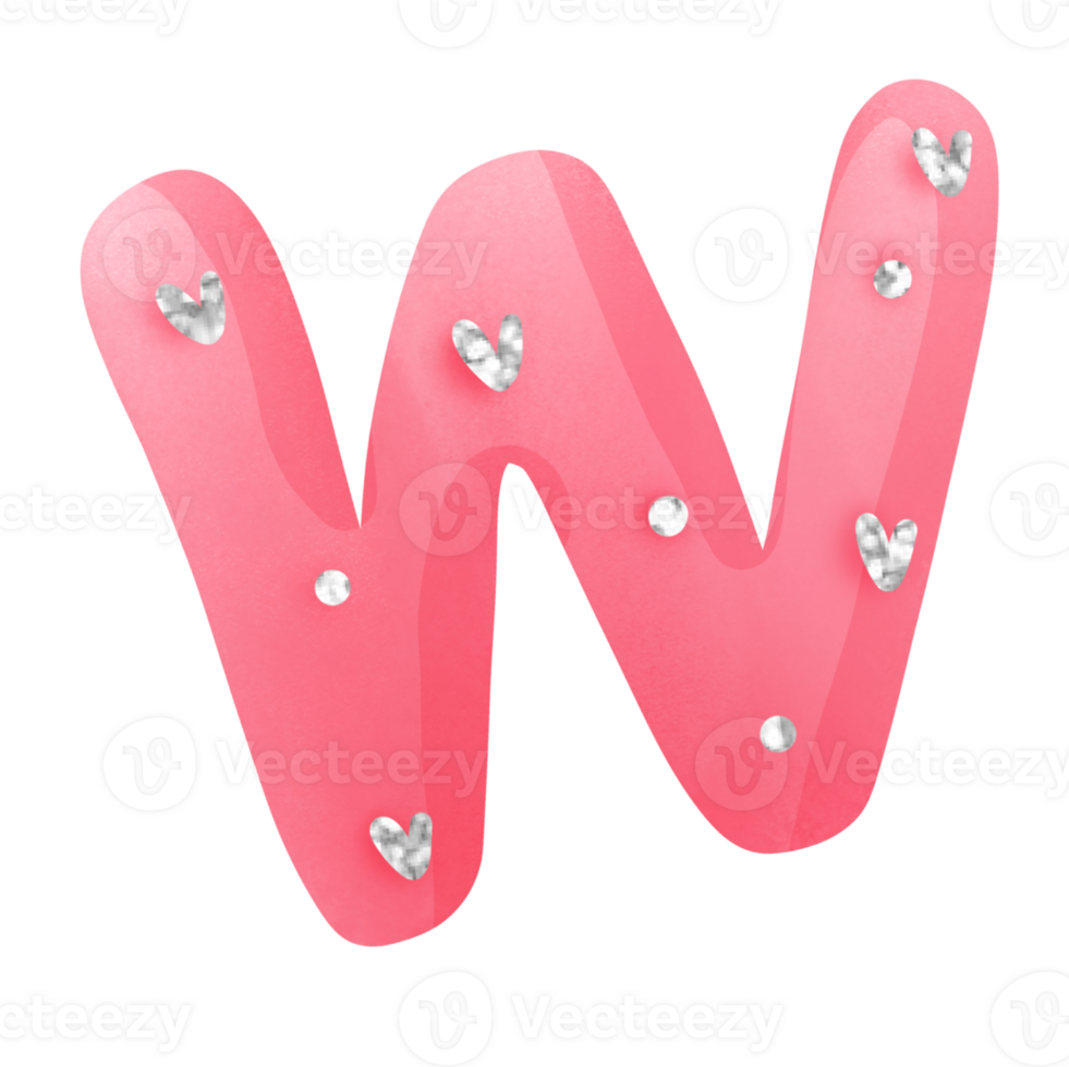 diamond valentine alphabet W png