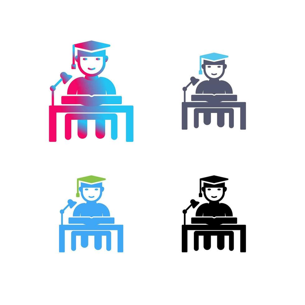 Unique Studying on Desk Vector Icon