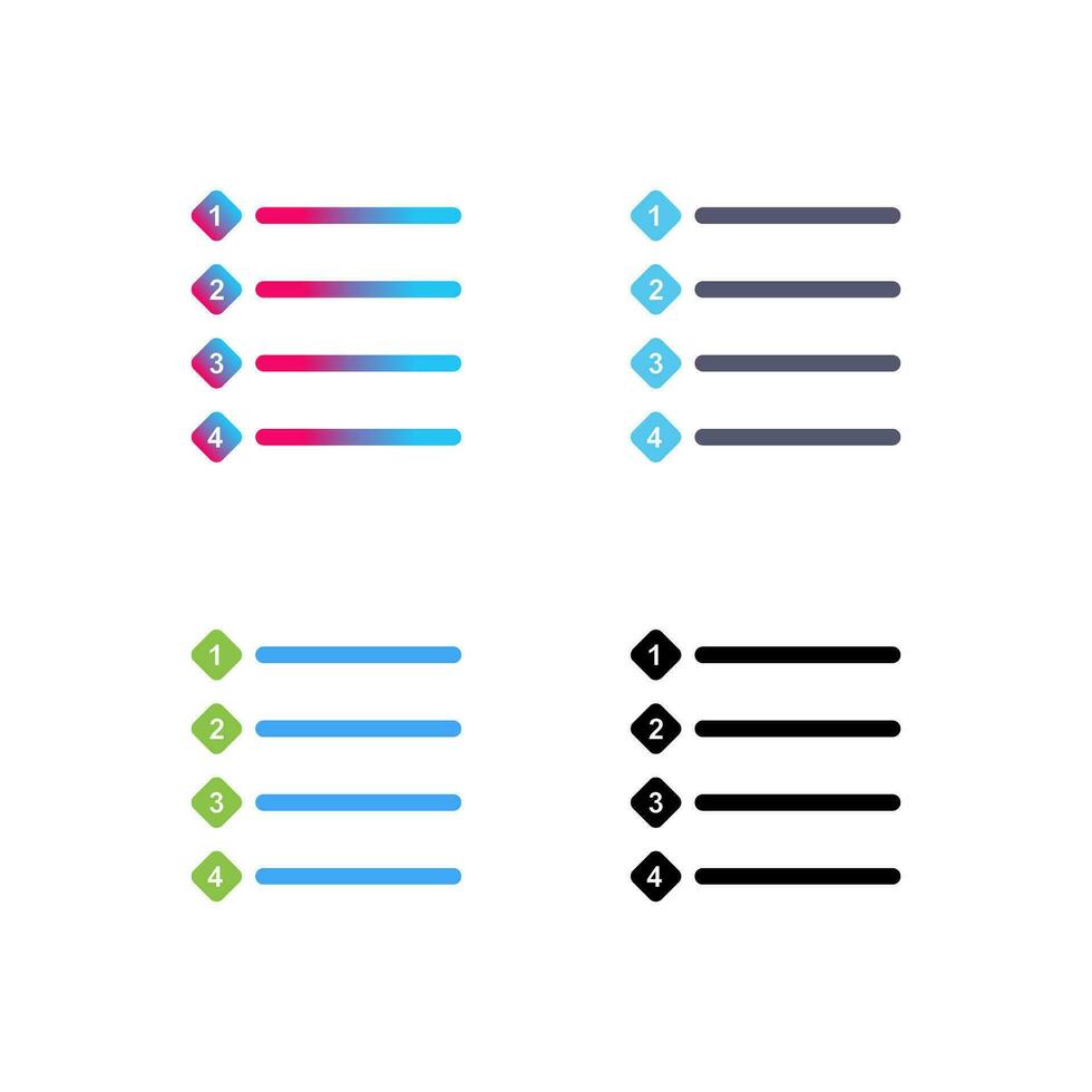 Unique Numbered list Vector Icon