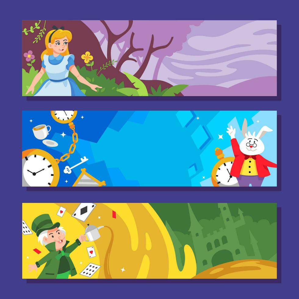 Set of Princess and Her World Banner Template vector