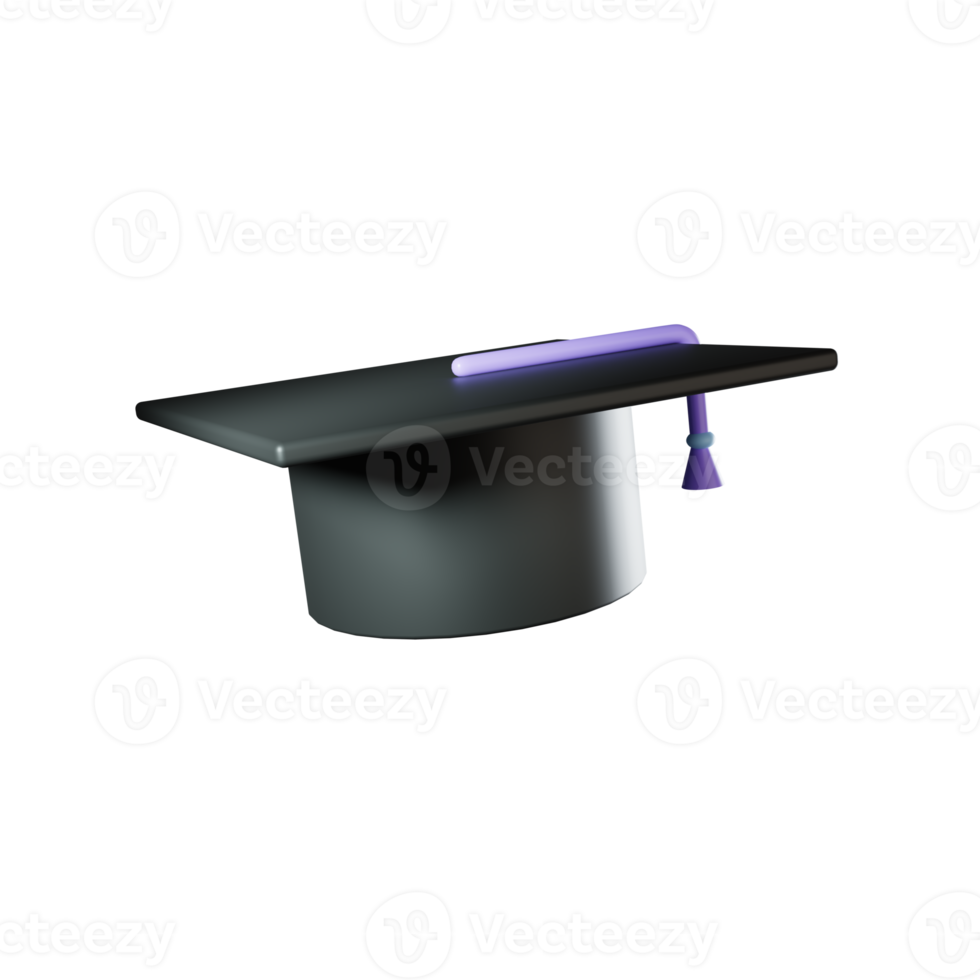 graduation cap with paper scroll 3d icon png