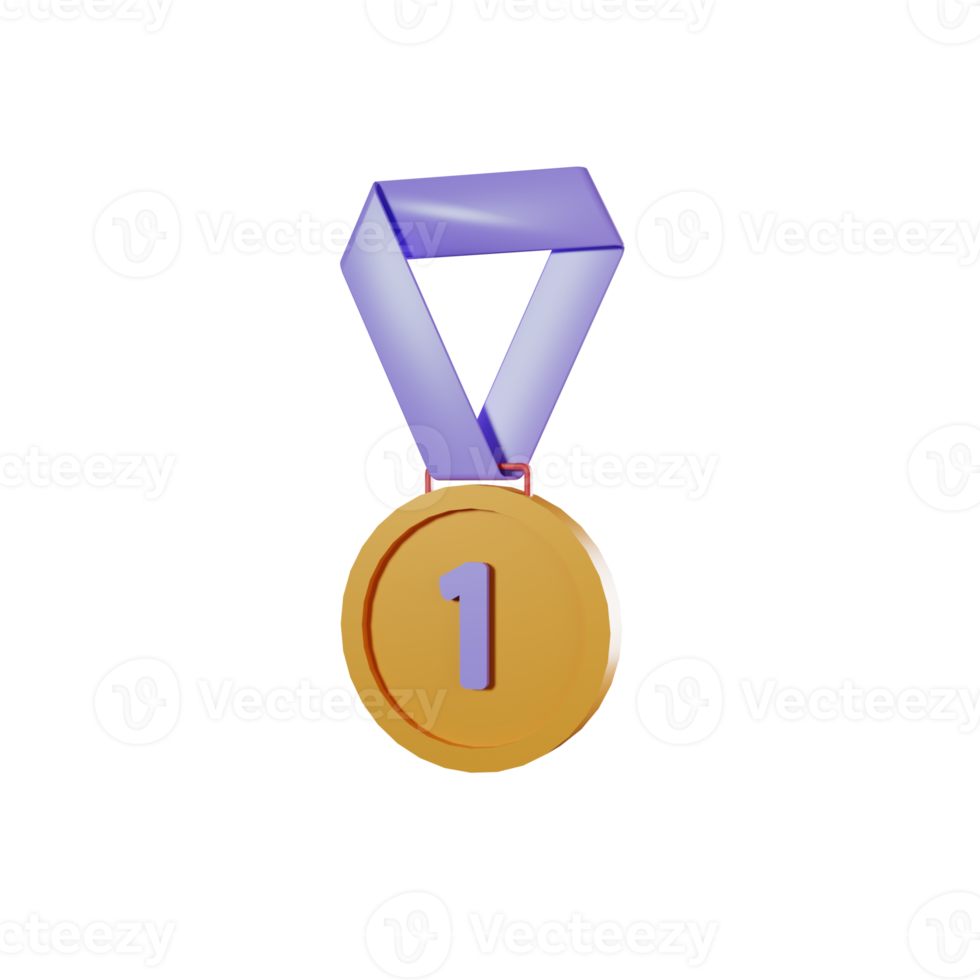 vinnarens guld medalj 3d illustration png