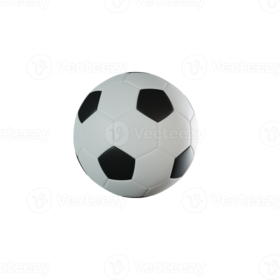 isolated football or soccer ball 3d render png