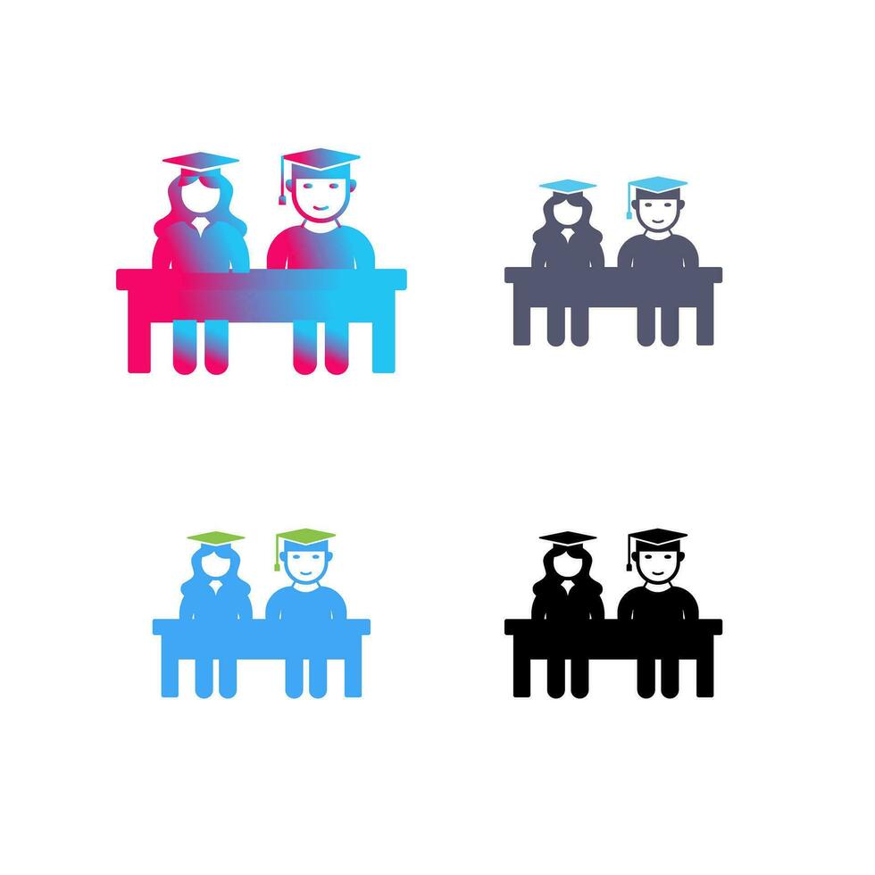 Unique Students Sitting Vector Icon
