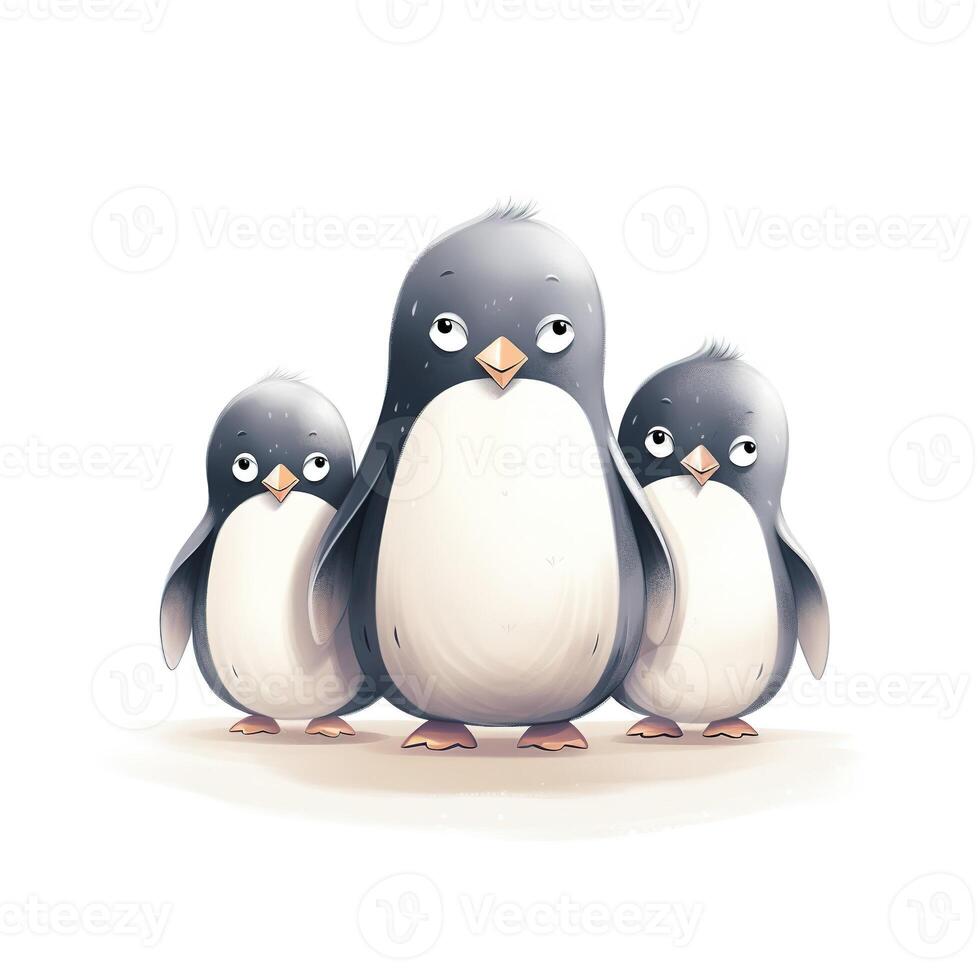 Cartoon penguins on a white background. photo