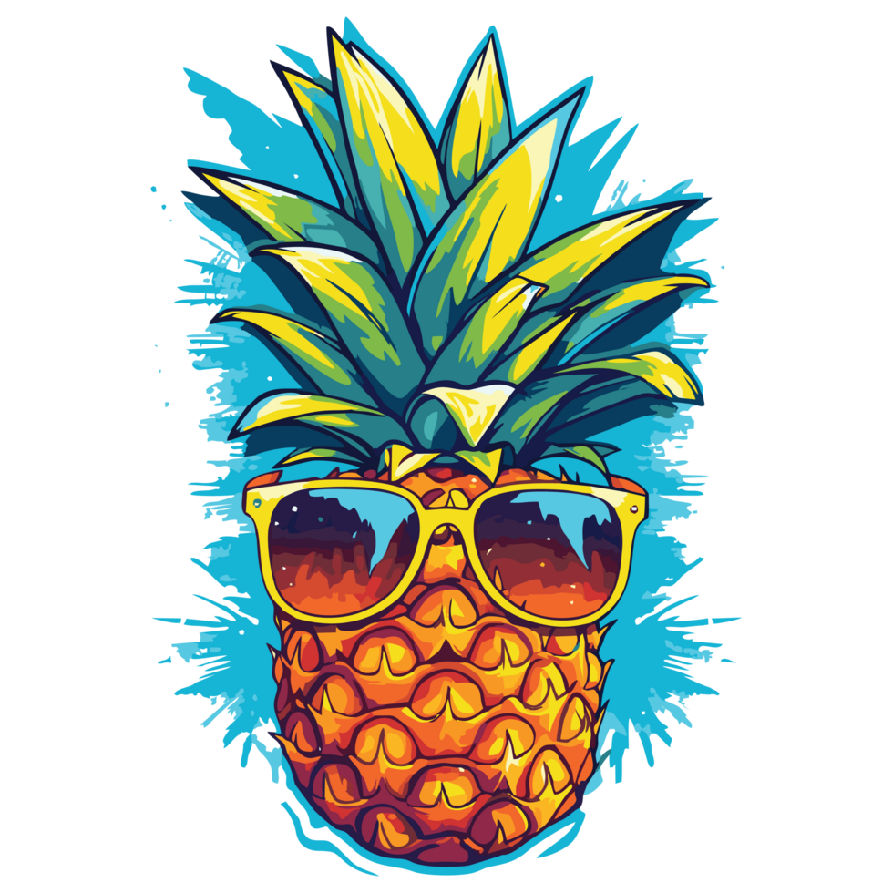 Tropical pineapple graphic for artistic creations, png