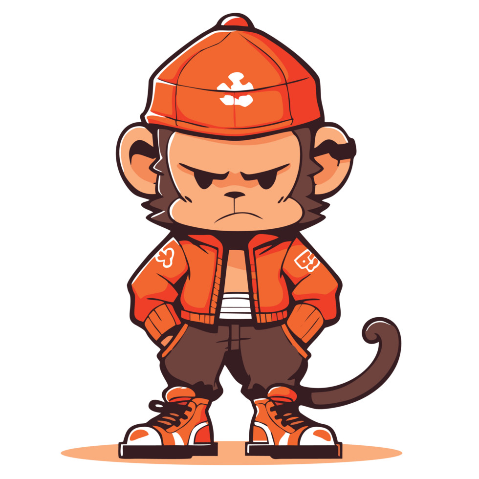 Cute hiphop monkey for your design project, generative AI png