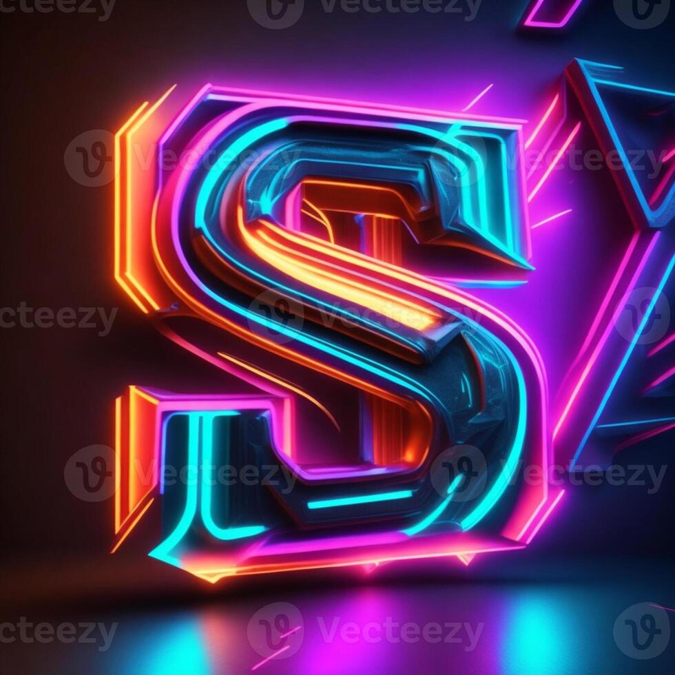 hacer un neón y cyberpunk 3d s logo utilizando generado por ai herramientas foto