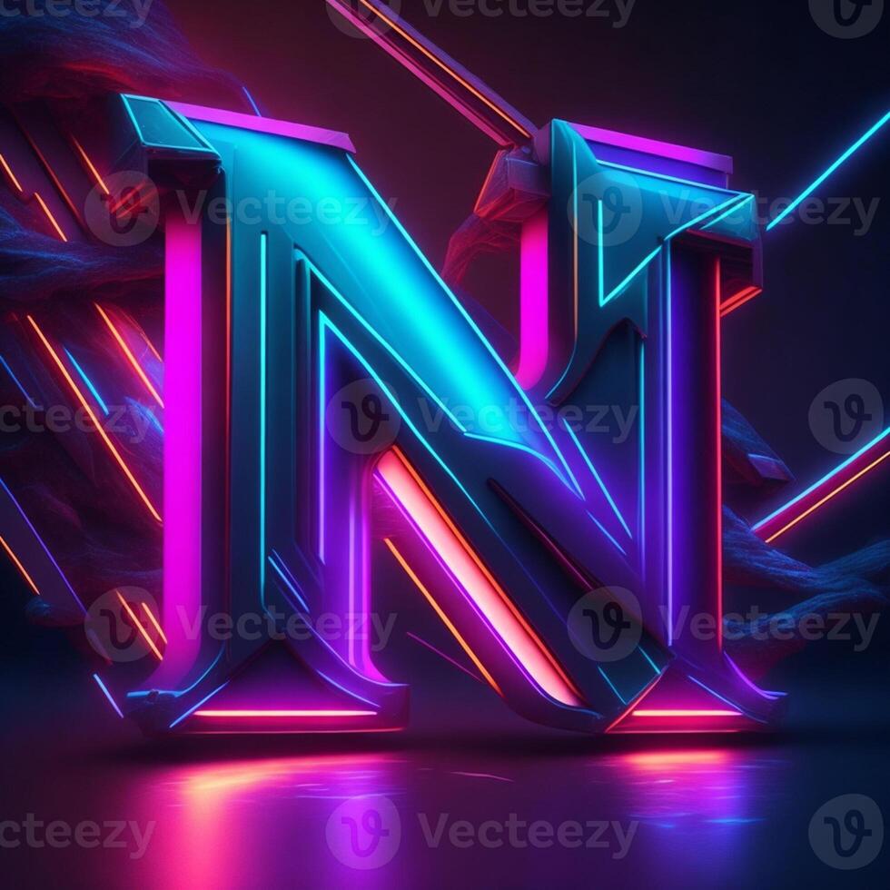 hacer un neón y cyberpunk 3d hd norte logo utilizando generado por ai herramientas foto