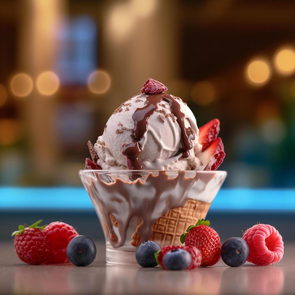 A Cup of Ice Cream with Berries photo