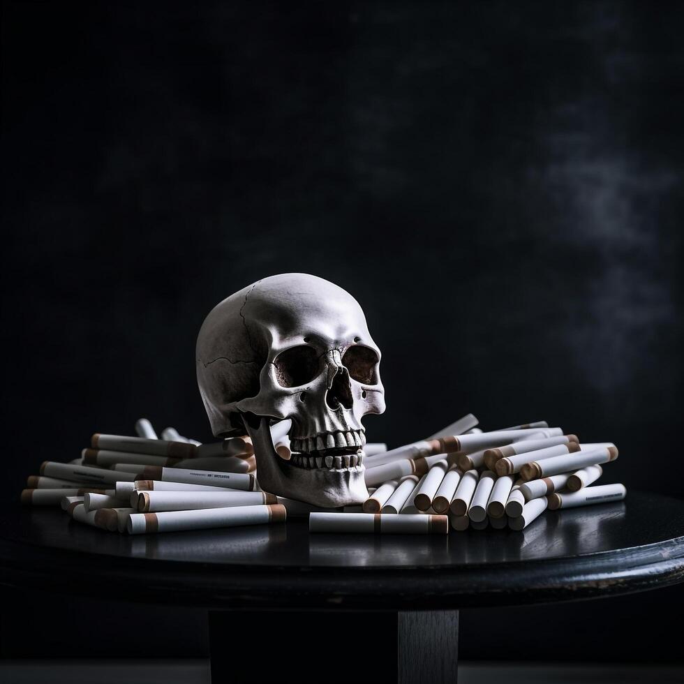 Skull with Pile of Cigar photo