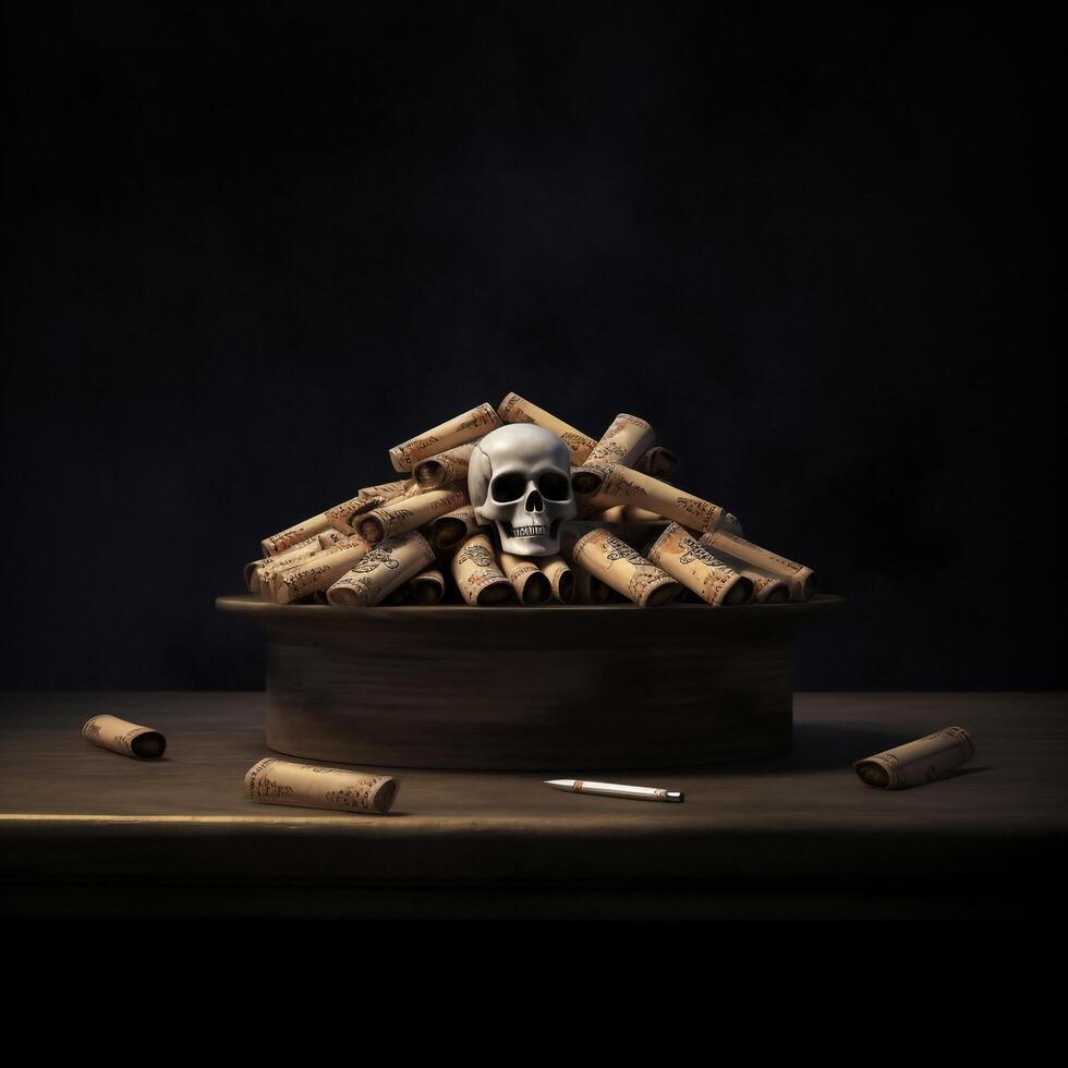 Small Skeleton Under Pile of Cigar Butt photo