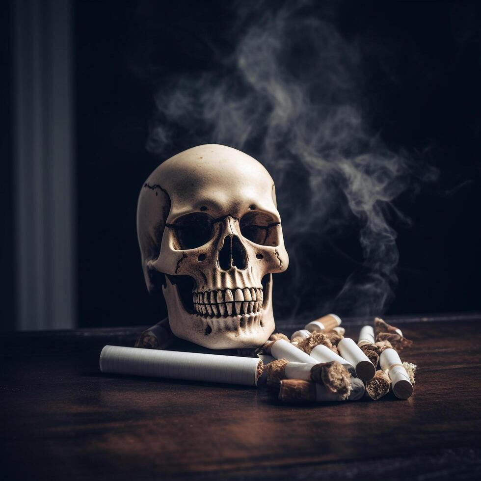 Skull with Cigar on The Table photo