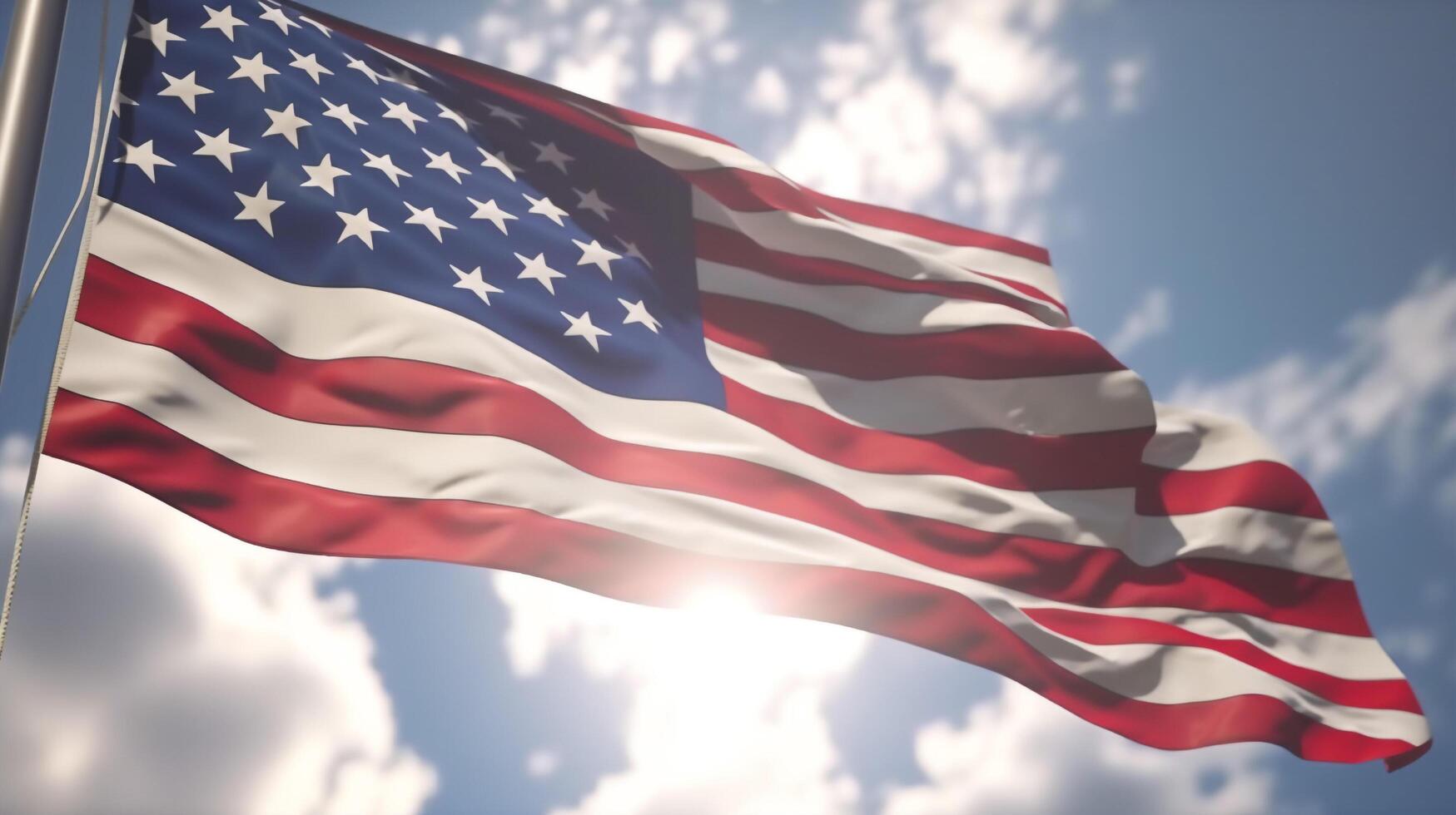 USA Flag on a Bright Day photo