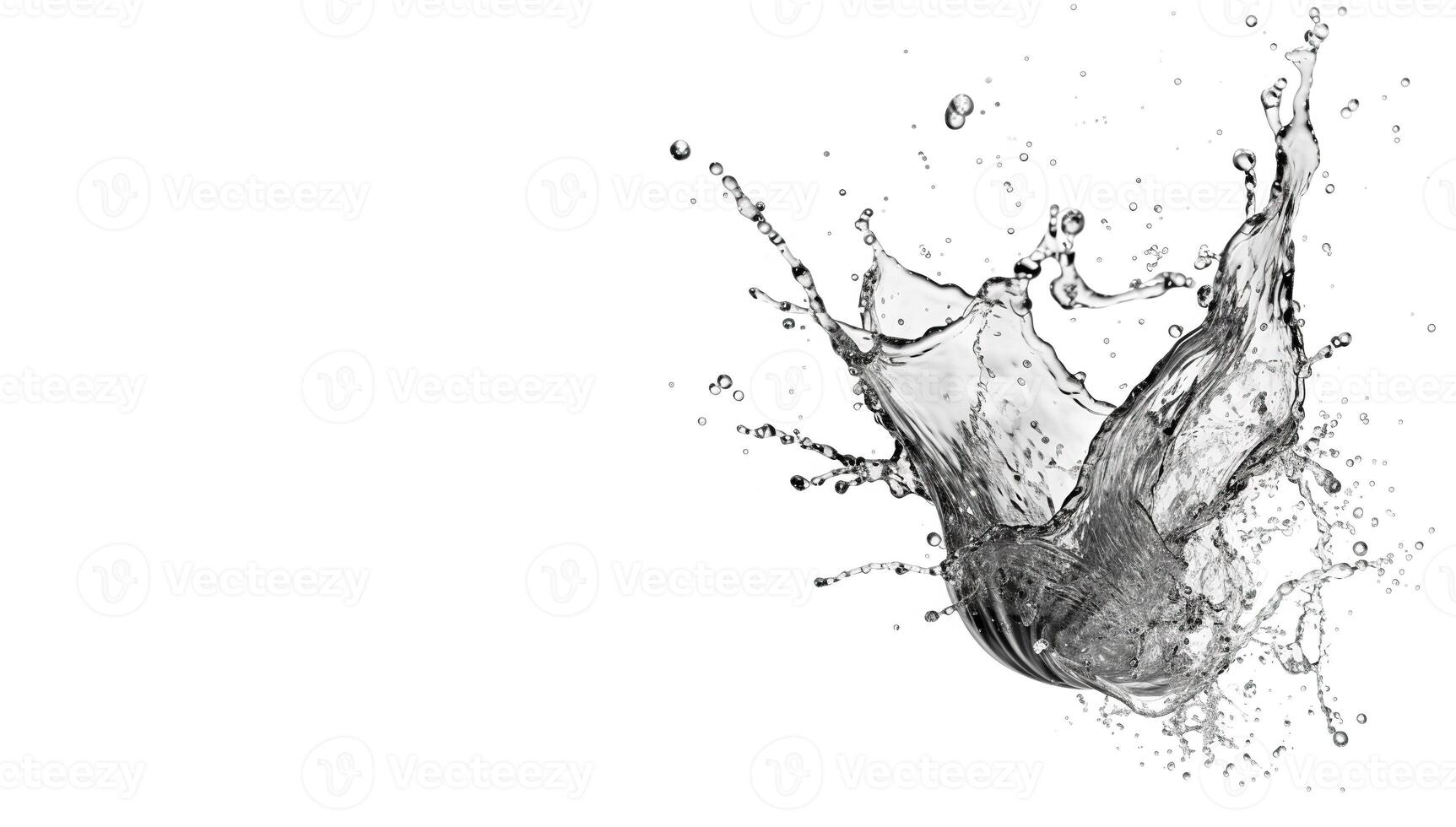 Water splash isolated on white background with copy space. Generative AI photo