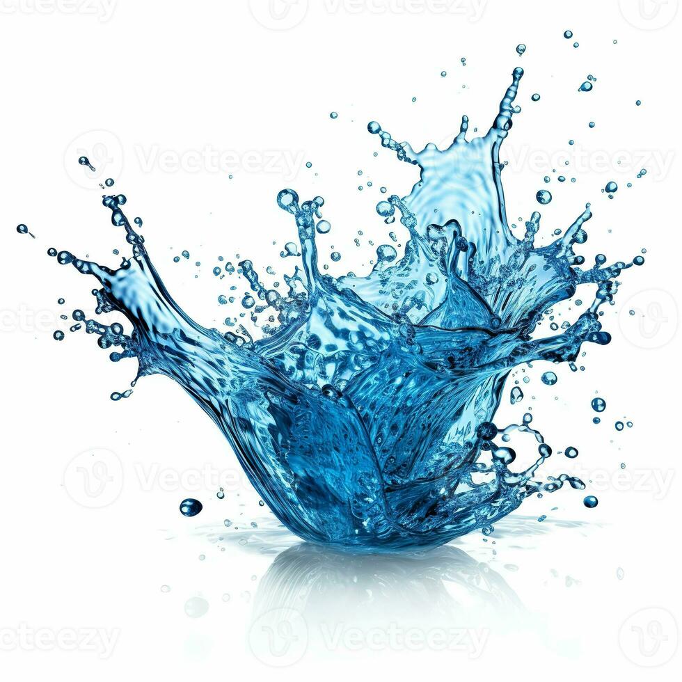chapoteo de azul agua en blanco antecedentes. generativo ai foto